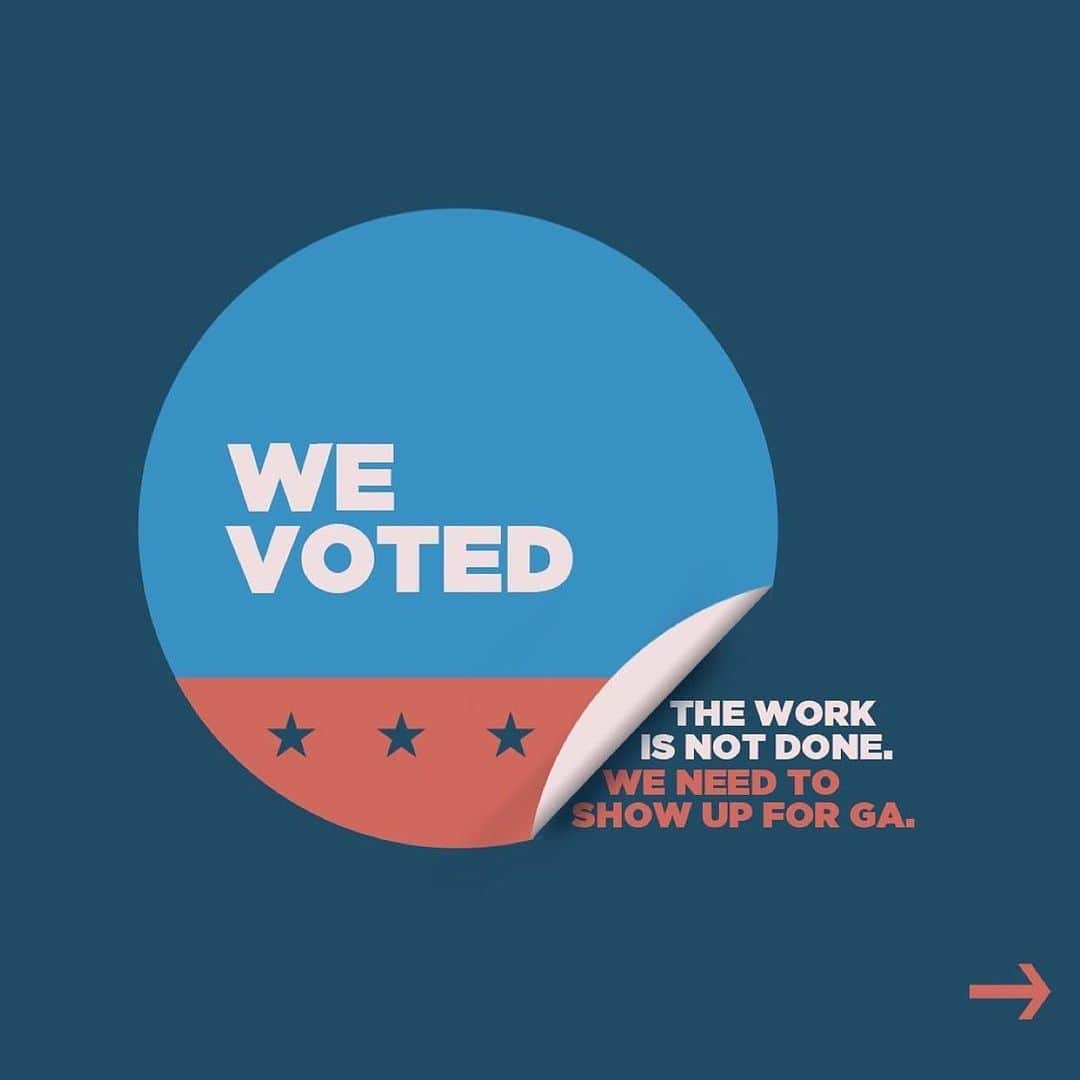 のインスタグラム：「In November Georgia showed up for us. Now let's show up for them! If you can, join us today in donating to the GA organizations who have powered the movement. All proceeds will benefit: @blackvotersmtr @ga_standup @gcpavote @claytoncountybwr @newgeorgiaproject @poder_latinx @ignitekindred @gaequality. Link to donate: thankyouga.com.」