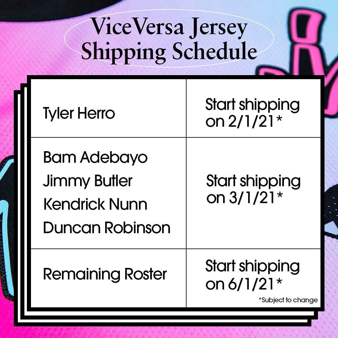 Miami HEATさんのインスタグラム写真 - (Miami HEATInstagram)「Patience, #HEATNation—here’s when you can expect your #ViceVersa jersey to be shipped 📦   @miamiheat // @americanair」12月3日 2時22分 - miamiheat