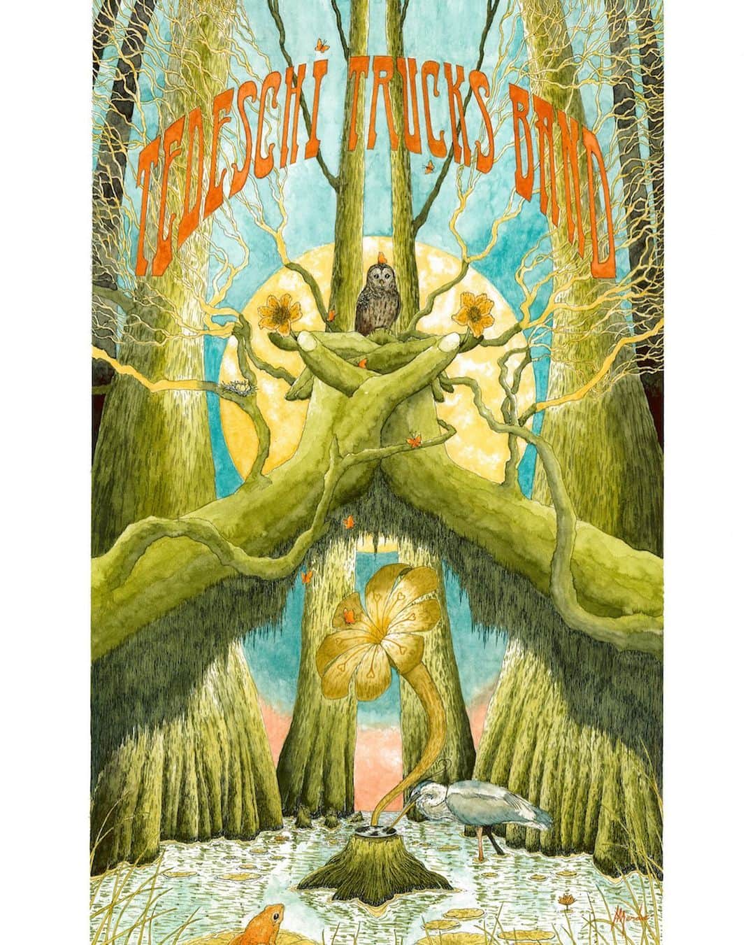 テデスキ・トラックス・バンドのインスタグラム：「It's time for the big reveal...Here's the artwork for our collaboration with @heymerac. This gorgeous limited edition print is available while supplies last, with 100% of proceeds to benefit @backline.care and @sweetreliefmusiciansfund. Link in bio to get yours!」