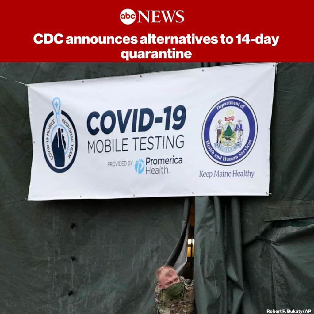 ABC Newsさんのインスタグラム写真 - (ABC NewsInstagram)「Quarantine can now end after 10 days without a test if the individual has not reported any symptoms, or after seven days with a negative COVID-19 test and no reported symptoms, CDC announces. MORE AT LINK IN BIO.」12月3日 2時30分 - abcnews
