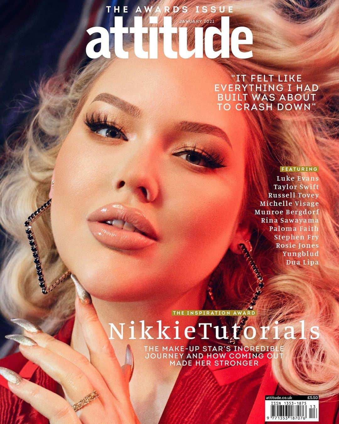 NikkieTutorialsのインスタグラム：「cover girl 🌈✨ the @attitudemag Attitude Awards January Issue is out now 😇 -  Editor-in-Chief: @cliffjoannou Interview: @charlie_craggs Photography: @meis.jip Creative direction: @josephkocharian Styling: @studio.hector  Hair: @mandynijland  #AttitudeAwards」