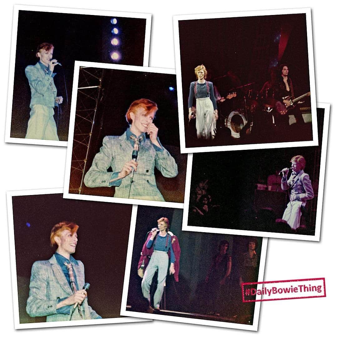 デヴィッド・ボウイさんのインスタグラム写真 - (デヴィッド・ボウイInstagram)「DAILY BOWIE THING – Day 32  “The stars are never far away...”  Over the years, one of the things David looked forward to was our April 1st posts. It’s not something we’ve kept up in recent years, simply because it became something folk looked out for and the lid was often lifted in the comments section by miserable killjoys within minutes of posting.   However, the post we made in 2009 for the following year’s official calendar seemed to be the one that saddened most fans when they found out it wasn’t real. We mocked up a cover with the description: THE OFFICIAL 2010 CALENDAR: 1972 – 1973 AUDIENCE PICTURES. (Swipe to have a look)  The response from some made us realise that, despite the rough and ready nature of the images, people liked to see these fan’s-eye view snaps simply because they captured an atmosphere not always apparent in professional photographs.   So, today’s post is simply that, a few fan snaps from both ends of the 1974 US The Year Of The Diamond Dogs Tour. One of the things about some of these that make modern reproduction difficult, is the horrible textured prints that were available. A nice gimmick at the time, but not easy to scan quality images from.   It's still easy to find fan pictures, but if they’re something you collect, try to find as close to first generation as you can. There are some shocking copies of copies of copies out there claiming to be originals. We believe these to be original and we have more to show from various tours during the run of #DailyBowieThing.  Apologies for not naming the actual photographers, but sadly that information has been lost in the mists of time.   #DailyBowieThing  #BowieFanFoto」12月3日 5時13分 - davidbowie