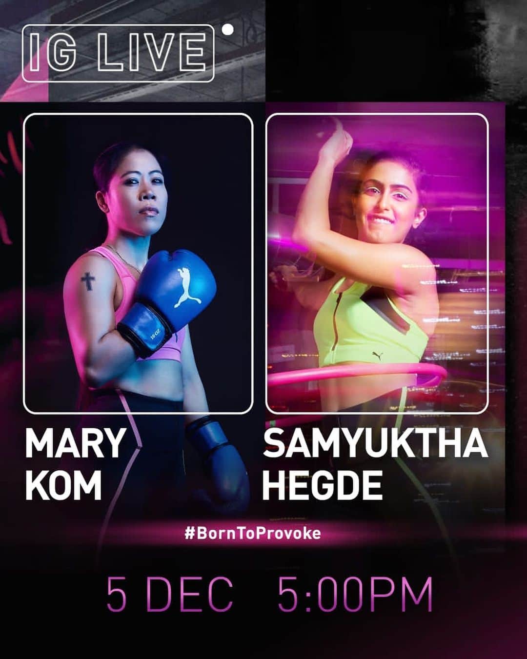 Mary Komさんのインスタグラム写真 - (Mary KomInstagram)「Join as me I go live on the @pumaindia Instagram handle with actress @samyuktha_hegde for a fun and bold session on the 5th of December at 5PM where we’ll be teaching each other our special moves 😏. @pumaindia #borntoprovoke」12月3日 16時22分 - mcmary.kom