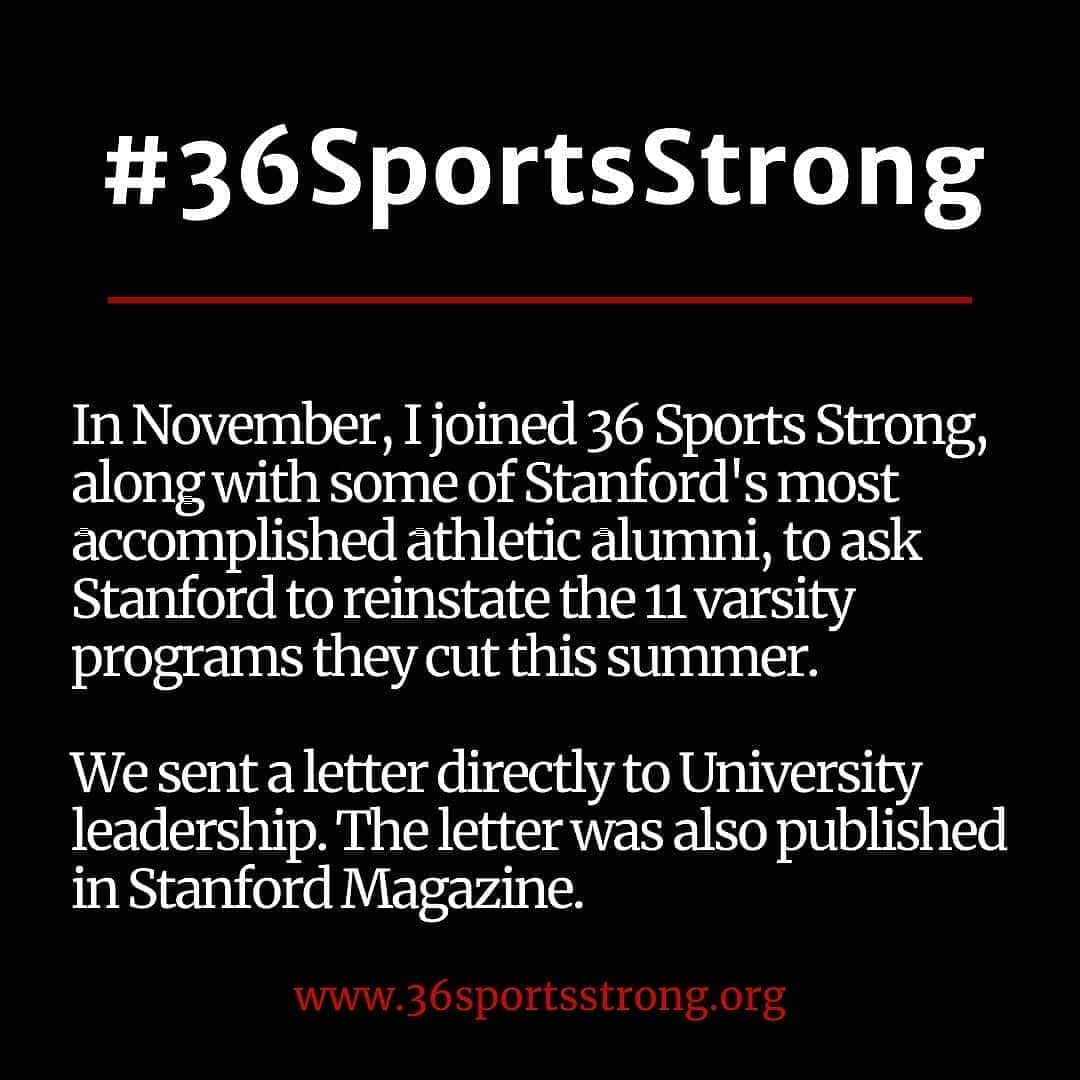 アレクサンダー・マシアラスのインスタグラム：「In November I joined 36 Sports Strong, along with some of Stanford’s most accomplished athletic alumni, to ask Stanford to reinstate the 11 varsity programs they cut this summer. We sent a letter directly to University leadership as well as having it published in Stanford Magazine.  . It’s been two weeks since 36 Sports Strong reached out to @Stanford and @goStanford, and we’ve yet to receive a response. When will leadership engage the community and alumni that are dedicated to these sports and the University? . To learn more about #36SportsStrong, the letter, and its members, visit www.36sportsstrong.org」