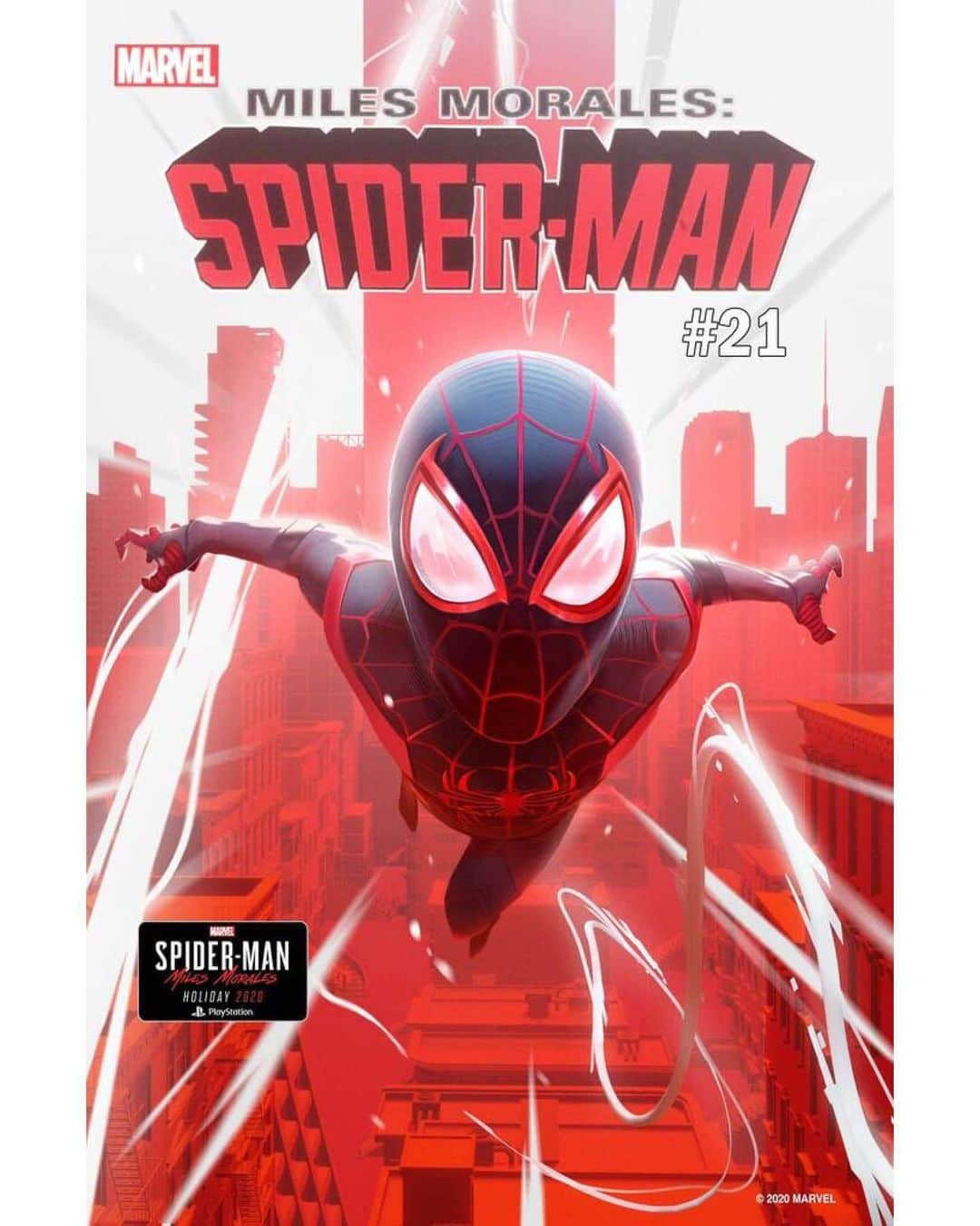 Marvel Entertainmentさんのインスタグラム写真 - (Marvel EntertainmentInstagram)「Here’s your look at the “Miles Morales: Spider-Man” #21 cover by @InsomniacGames senior concept artist Nicholas Schumaker, showcasing the speed and agility of Miles as he hurtles towards danger! #MilesMoralesPS5 #BeYourself #BeGreater」12月3日 10時30分 - marvel