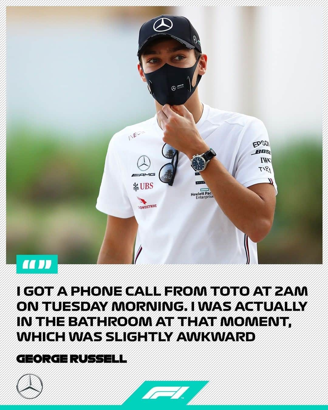 F1さんのインスタグラム写真 - (F1Instagram)「Bad time to get a phone call, @georgerussell63 😂🚽  It's a good job you answered though!  #F1 #Formula1 #SakhirGP #GeorgeRussell @mercedesamgf1」12月4日 1時44分 - f1