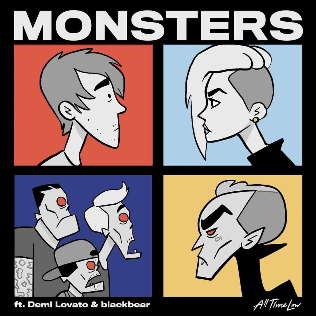 All Time Lowのインスタグラム：「Monsters ft. @ddlovato & @bear 👹👾🤘 out everywhere midnight ET TONIGHT. Pre-save link in bio」