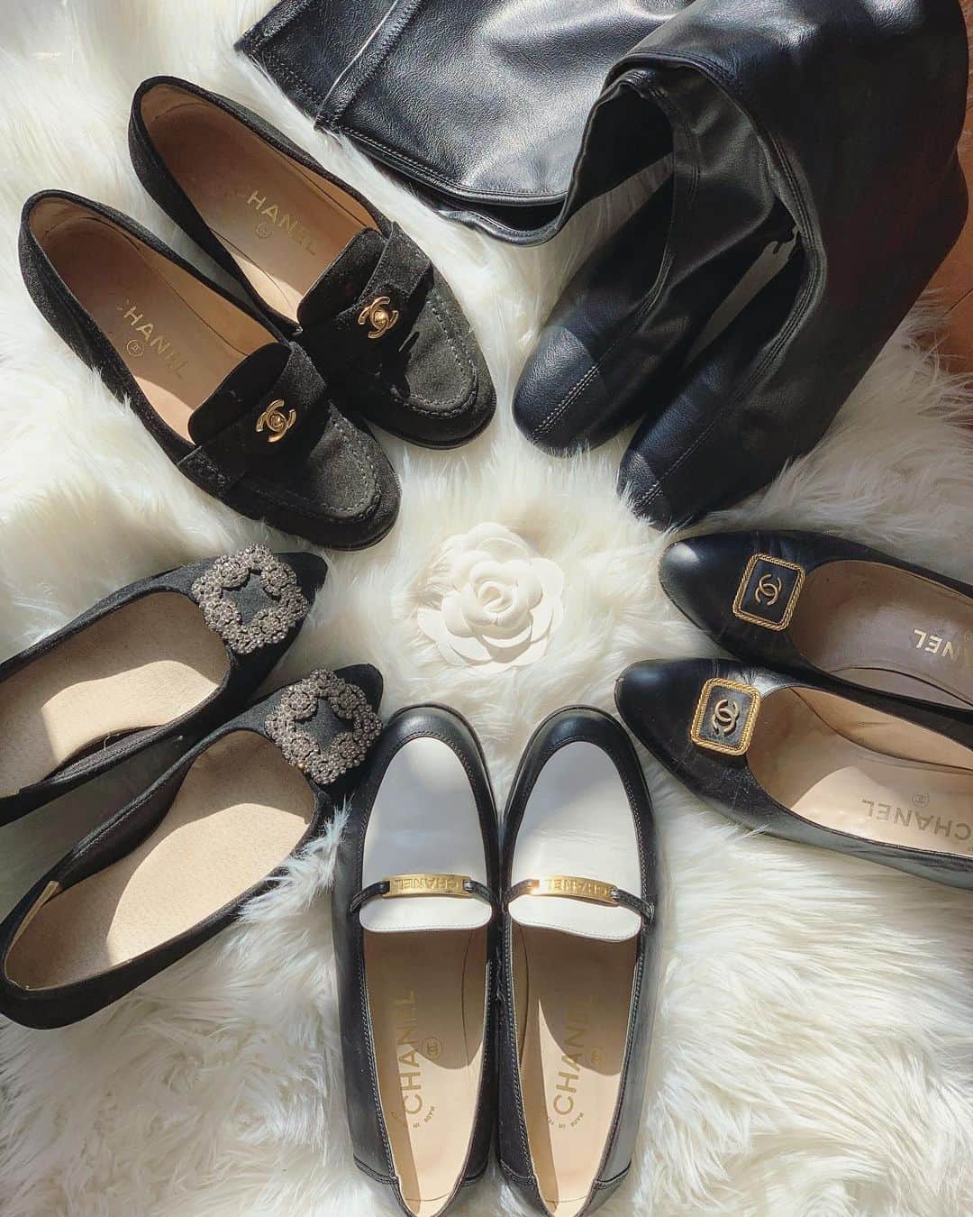 蓼沼綾さんのインスタグラム写真 - (蓼沼綾Instagram)「✔︎ 𝑽𝒊𝒏𝒕𝒂𝒈𝒆 🖤 ・ 長年愛用しているお靴たち👞 年月をかけて味が出てきてるの。 あぁ愛おしい🖤 ・ 朝っぱら眺めて見つめて あぁ幸せ🖤 ・ ・ #chanel #vintagechanel #shoestagram  #足元倶楽部  #heels」12月3日 19時25分 - tadeaya