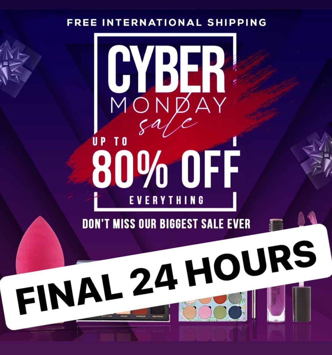 Makeup Addiction Cosmeticsさんのインスタグラム写真 - (Makeup Addiction CosmeticsInstagram)「FINAL 24 HOURS on our BIGGEST SALE of the year is ending! 😱😱😱 You read right! up to 80% OFF on everything sitewide! No code necessary! All items are marked down! Just add to your basket and checkout! And we have free international shipping over £50 🌎   Hurry as some items will sell out fast! 🔥🔥🔥  We are having a huge clearout to make way for some new products in the new year! 💟  #makeupaddictioncosmetics  #cybermonday #cybermonday2020 #cybermondaysale #biggestsale」12月3日 19時44分 - makeupaddictioncosmetics