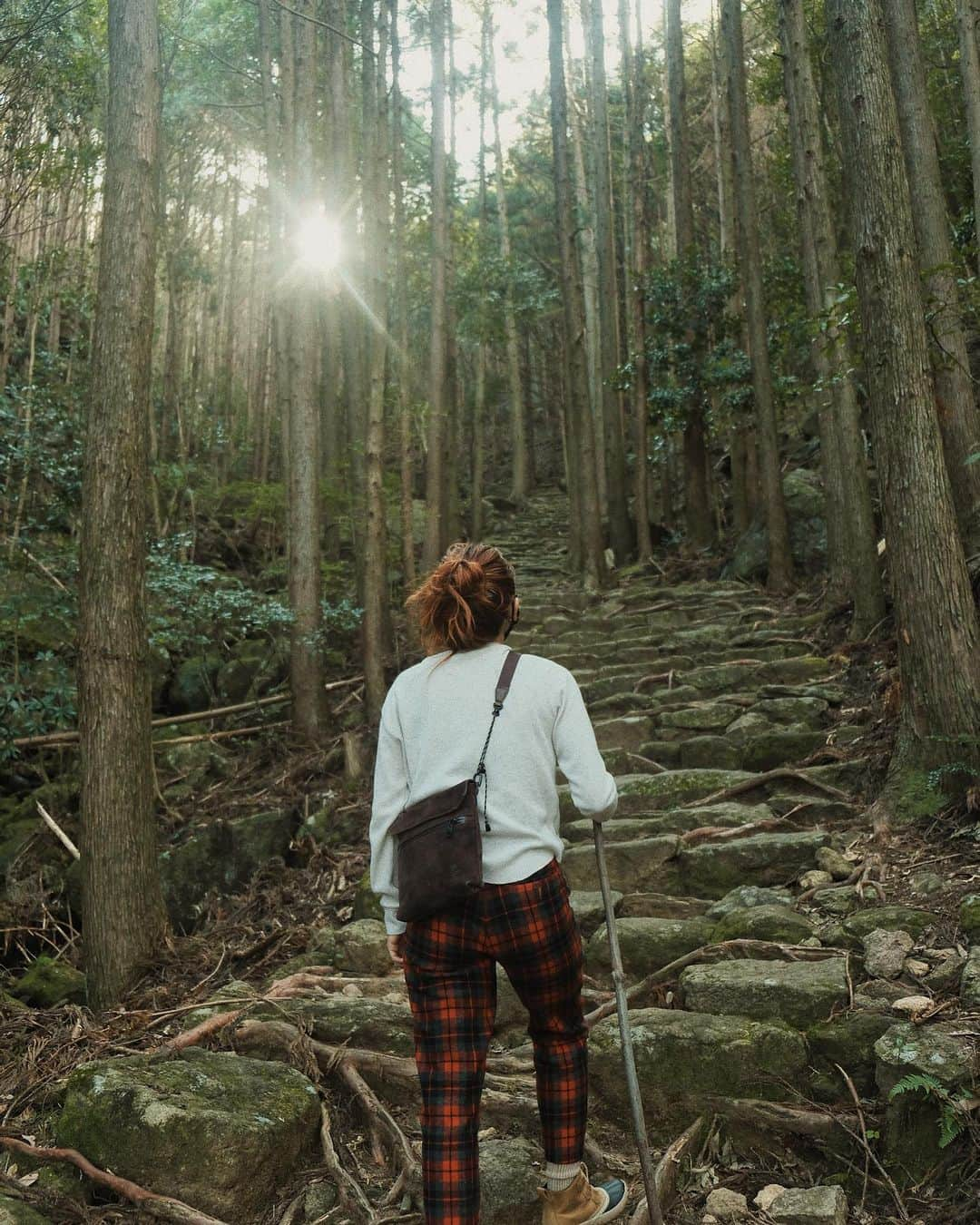 Y U R I Eのインスタグラム：「歩ける世界遺産、熊野古道🐻　#くまのこどう 古道の名の通り、1000年以上前から使われている石畳が敷いてある道。さまざまルートがあるんだけど、ここは三重県の松本峠道。  国道沿いの入り口から、一歩足を踏み入れるとそこはまるで別世界。 神秘的且つ人の手（石畳）が入っているハイブリッドな雰囲気が新感覚👣  行ったことのない人はぜひそのオーラ？パワー？？！を感じてほしい。 延泊してしまったくらい居心地良くて気に入ってしまった🥺💚  自然の音が気持ち良かったから是非リールの方も見てみて❗️😆👂🏻  昔歩いてた中にわたしの遠い先祖がいたりするのかなぁ、なんて歴史に思いを馳せながら とても良き時間を過ごすことができました。 #三重県#熊野市#熊野古道#世界遺産 #fairfieldbymarriott#michinoeki#visitjapan#explorejapan#mieken#kumanokodo」