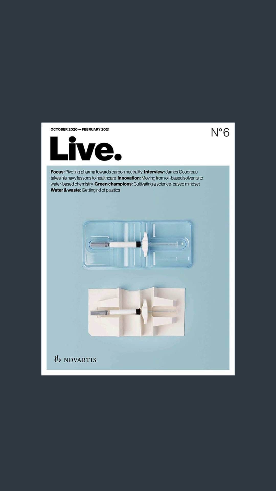 ノバルティスのインスタグラム：「Take a deep dive into the environmental efforts of Novartis and learn what it took to lift the stories during the pandemic. #environmental #LiveMagazine」