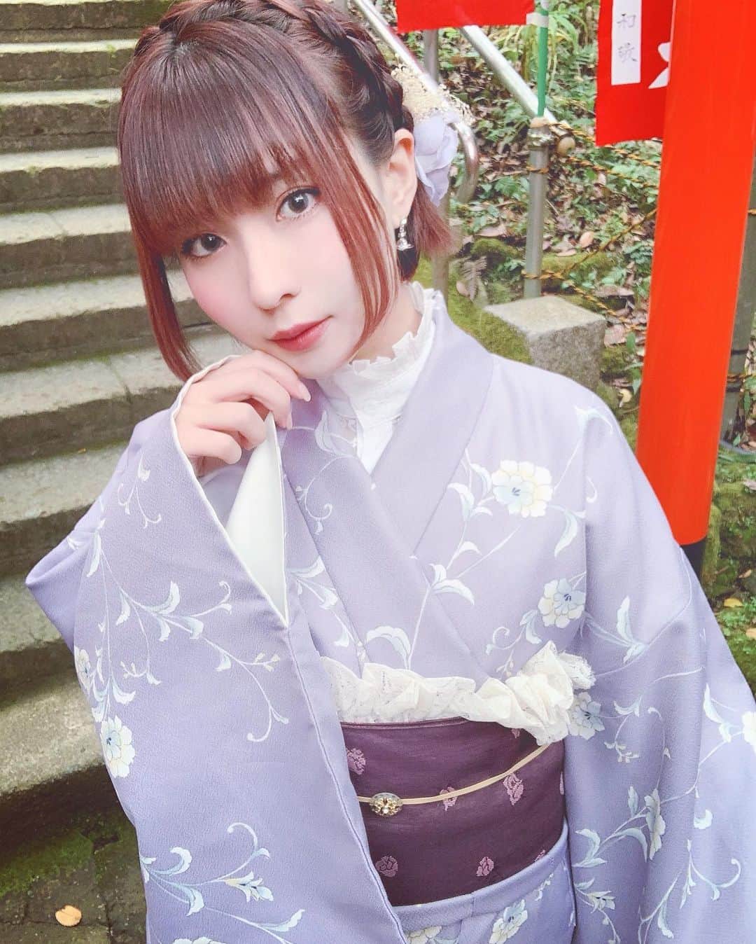 鳴上なごねさんのインスタグラム写真 - (鳴上なごねInstagram)「#kimono #着物 #きものコーディネート #きもの #着物女子  #着物デート #selfie #自撮り #japanesegirl」12月3日 22時40分 - narug0d
