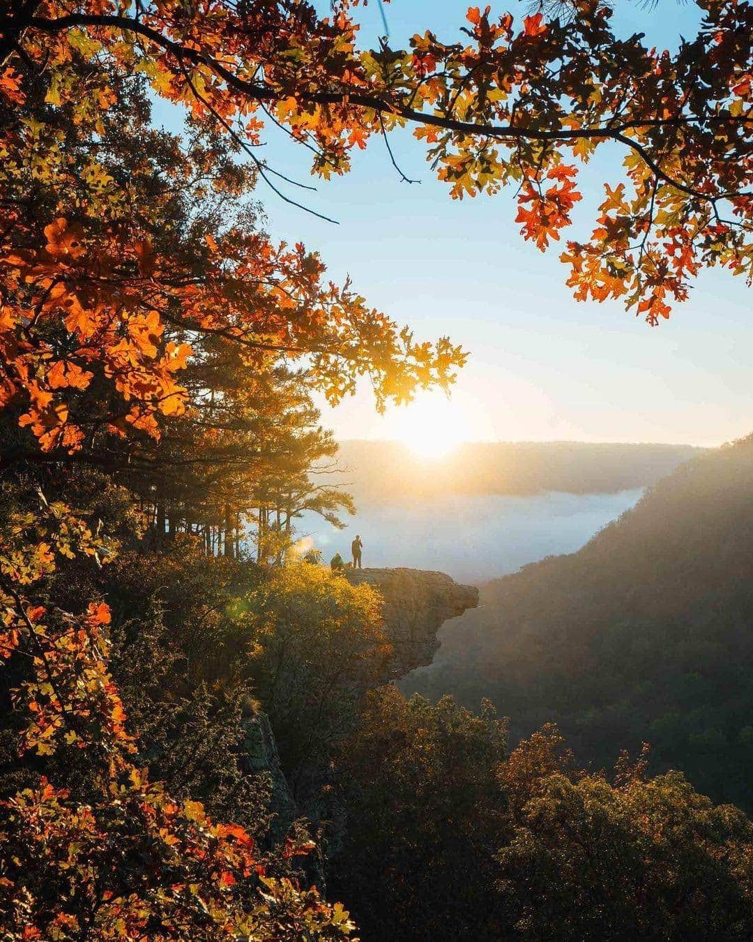Visit The USAさんのインスタグラム写真 - (Visit The USAInstagram)「Pausing to enjoy the beautiful outlook at Whitaker Point Trail in Arkansas.🍁 The trail is 4.6 km long and accessible year-round! Grab your favorite hiking buddies and be sure to check out the waterfall along the way. 💦 #VisitTheUSA  📸 :@buffalooutdoorcenter」12月3日 23時00分 - visittheusa