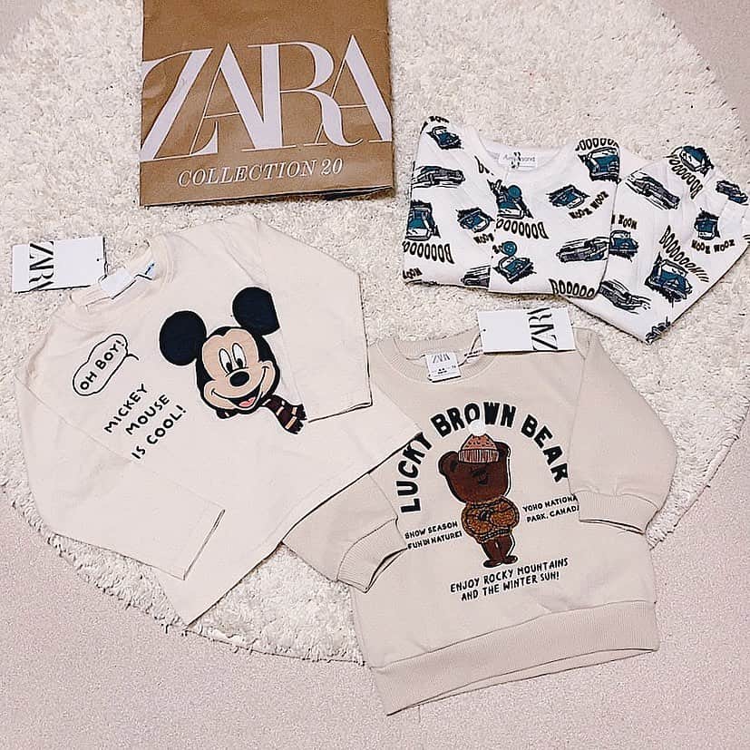 のインスタグラム：「... ... 𝑏𝑎𝑏𝑦 𝑏𝑜𝑦 👶🏼 ... ... . がっくんのお洋服とパジャマ𓂃𓈒𓏸 お洋服はzarababy、パジャマは楽天です♡♡ 控えめに言って可愛すぎてもう、もう( °∀°)←何ww . くまちゃんあかりのも買おうかしら🧸❤︎ いやミッキーも買おうかしら𓂂 これ大人のサイズも出してくれないかしら(笑) . がっくんパジャマ買ってなくて ずっとあかりのお下がりのロンパース着せてたから 可愛いの見つかって良かった🥺♡♡♡ . . ………………………………(♡)……………………………… .」
