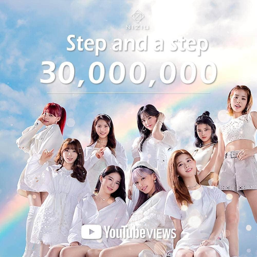 ニナ（ヒルマンニナ）のインスタグラム：「NiziU  「Step and a step」MV 🎊㊗️30,000,000 VIEWS on YouTube㊗️🎊  The music video for "Step and a step" has reached 30,000,000 views🎊  Thank you WithU🎁💜  #NiziU #ニジュー #WithU #Stepandastep #NiziUDebut」