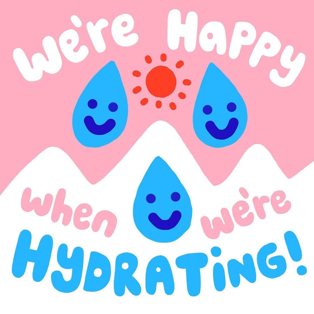 evianのインスタグラム：「And you should be too!​ ​ Staying hydrated is the perfect way to boost your mood and feel at your absolute best emotionally. ​ ​ 🎨 @billycolours​ ​ #evian #evianwater #stayhydrated #positivedrops」