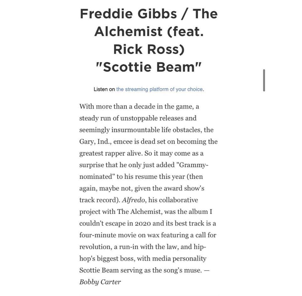 Freddie Gibbsさんのインスタグラム写真 - (Freddie GibbsInstagram)「@npr 🍝🏆 #ALFREDO」12月4日 3時35分 - freddiegibbs