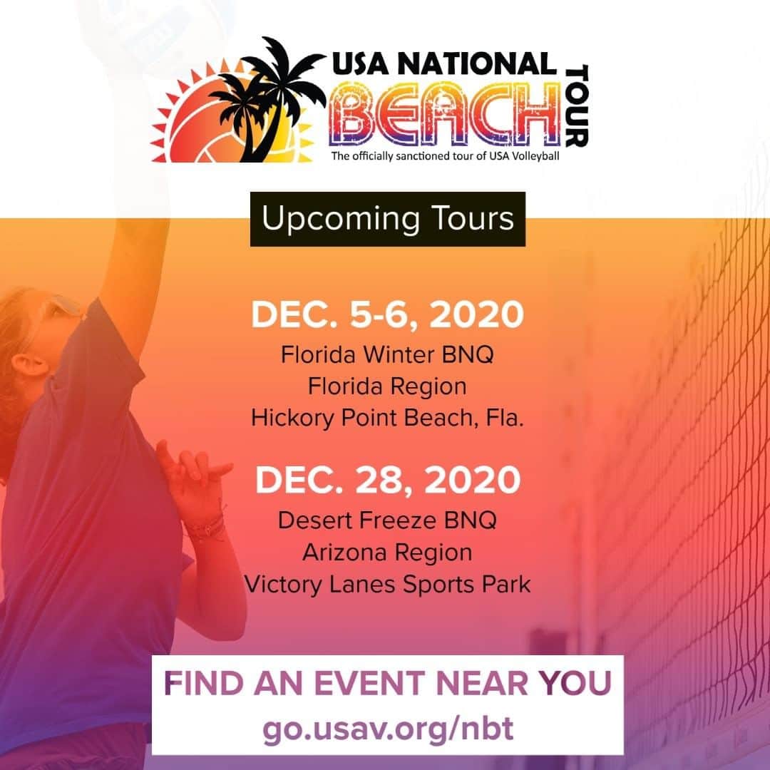USA Volleyballさんのインスタグラム写真 - (USA VolleyballInstagram)「Only 2️⃣ events left on the National Beach Tour in 2020 and still time to register! Good luck to everyone competing at the Florida Winter BNQ this weekend! ☀️  More #USAVnbt info and full schedule, 🔗 in bio!」12月4日 4時00分 - usavolleyball