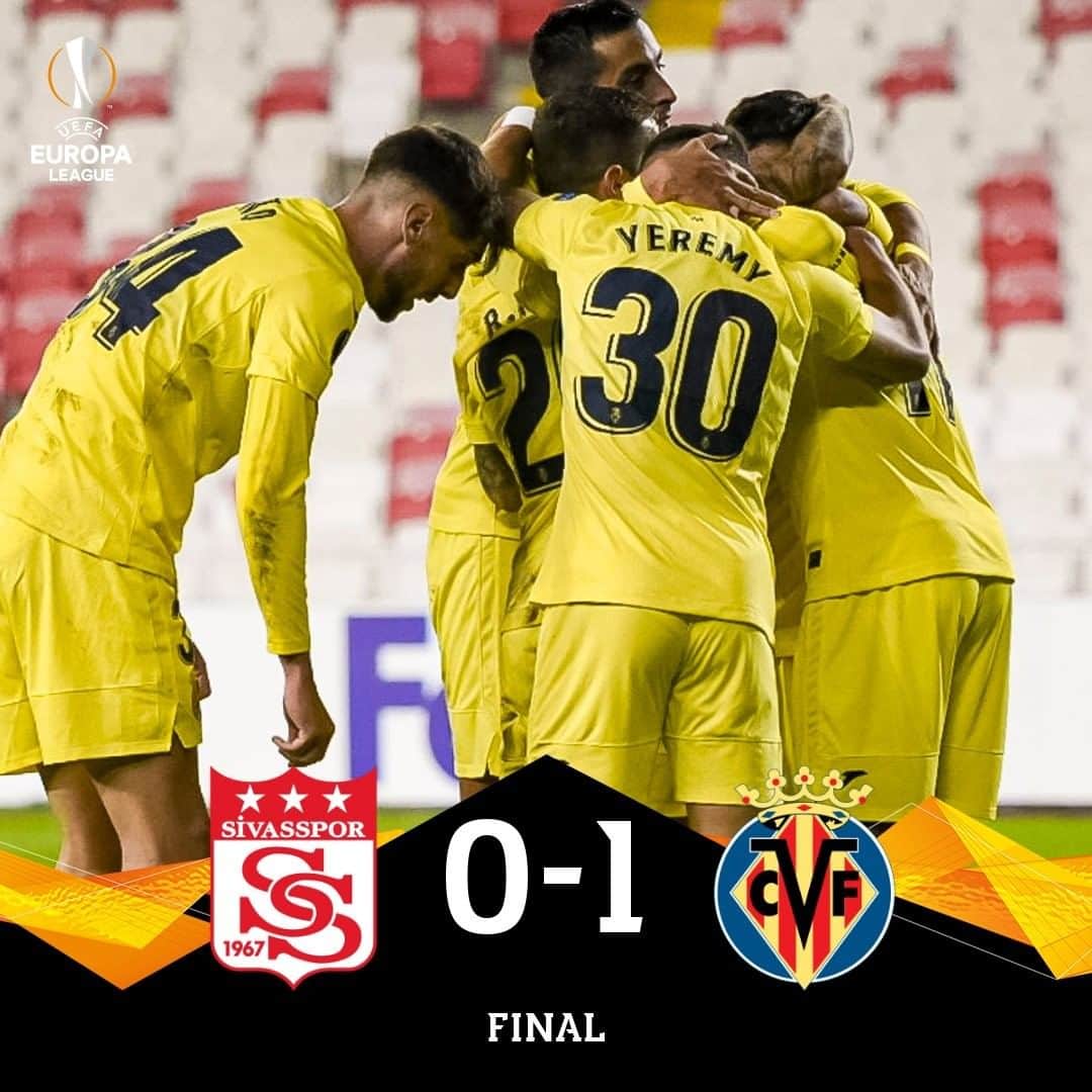 ビジャレアルCFのインスタグラム：「¡𝗬 𝗙𝗜𝗡𝗔𝗟! ¡𝗘𝗟 𝗩𝗜𝗟𝗟𝗔𝗥𝗥𝗘𝗔𝗟 𝗔𝗦𝗘𝗚𝗨𝗥𝗔 𝗦𝗨 𝗣𝗔𝗦𝗘 𝗔 𝗗𝗜𝗘𝗖𝗜𝗦𝗘𝗜𝗦𝗔𝗩𝗢𝗦 𝗗𝗘 𝗟𝗔 @europaleague 𝗖𝗢𝗠𝗢 𝗣𝗥𝗜𝗠𝗘𝗥𝗢 𝗗𝗘 𝗚𝗥𝗨𝗣𝗢 𝗔 𝗙𝗔𝗟𝗧𝗔 𝗗𝗘 𝗨𝗡𝗔 𝗝𝗢𝗥𝗡𝗔𝗗𝗔! . ¡¡𝗩𝗔𝗔𝗔𝗔𝗔𝗔𝗔𝗠𝗢𝗢𝗢𝗢𝗢𝗢𝗦𝗦𝗦 💛🥳!! . FULL-TIME! VILLARREAL SEAL THEIR QUALIFICATION FOR THE @europaleague as group leaders with a game left! . GET IN 💛🥳!!  #Villarreal #futbol #football #soccer #europaleague #uel」
