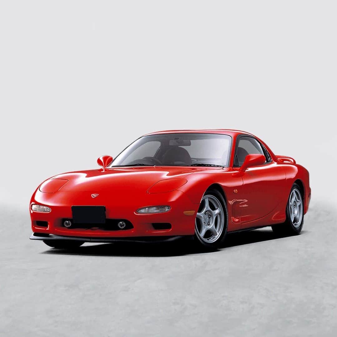 MAZDA Canadaのインスタグラム：「In 1991, when Mazda became the first Japanese car company to win at Le Mans, Mazda launched the third-generation of this vehicle. Guided by the development concept "rotary engine best pure sports car", Mazda engineers fully exploited the compact and high-power rotary engine to create the world’s leading sports car. Bonus points if you can also name the brand mark at the time. #namethatmazda #mazda100years」