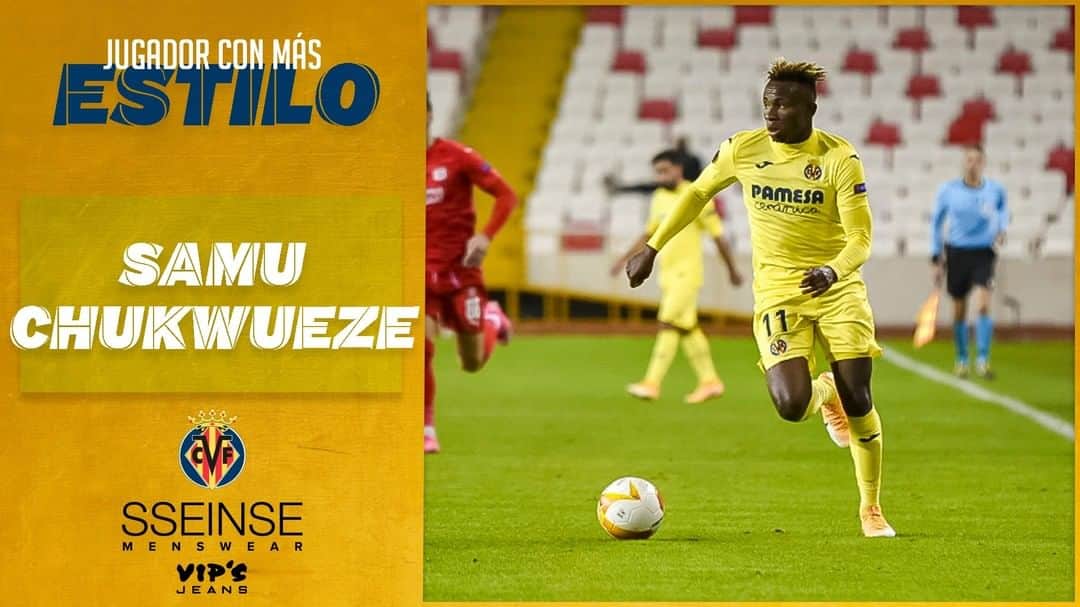 ビジャレアルCFのインスタグラム：「Y el Jugador Más Elegante ante el @sivassporsk ha sido... . ¡¡¡El autor de gol, @chukwuezesamuel8 👏👏👏!!! . The Most Stylish Player against @sivassporsk was... . The goal scorer, @chukwuezesamuel8 👏👏👏!!! . #Villarreal #futbol #football #soccer #europaleague #uel」