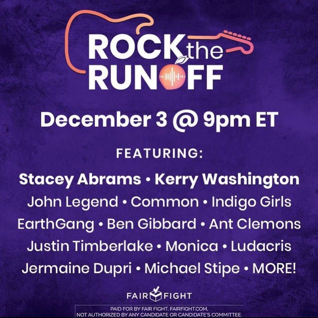 コモンのインスタグラム：「Join us tonight December 3rd at 9pm ET for the Rick The Runoff virtual concert hosted by @kerrywashington Tix start at $5 and your support will help us make sure Georgians get out to vote on January 5th for the Senate runoffs.  Link in my stories.」