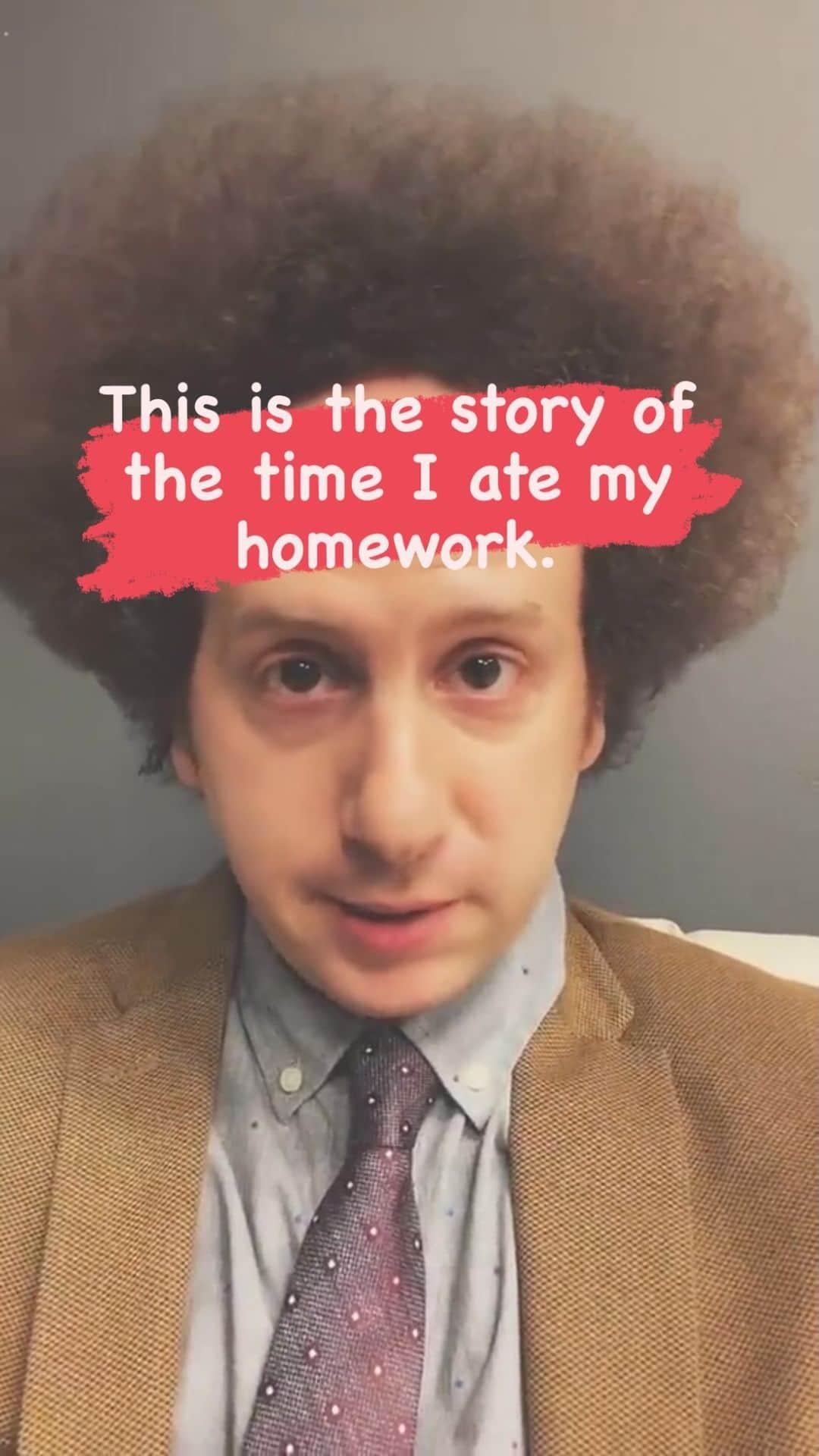 ジョシュ・サスマンのインスタグラム：「One time I ate my homework. #homework #atemyhomework #joke #funny #school #teacher」
