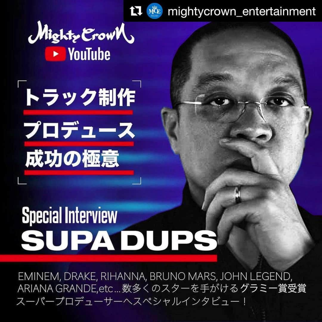 mastasimonさんのインスタグラム写真 - (mastasimonInstagram)「Interview with the Grammy Producer @supadups !! Friend from longtime !!  ・・・ MIGHTY CROWN TV YouTube - SUPA DUPS INTERVIEW [日本語字幕]  EMINEM, DRAKE, RIHANNA, SHAKIRA, BRUNO MARS, JOHN LEGEND, ARIANA GRANDE,  CHRISTINA AGUIRELA etc...数多くのスターを 手がけるグラミー受賞スーパープロデューサー SUPA DUPSへスペシャルインタビュー！   炎上覚悟の？！現在のジャマイカレゲエ・ダンスホールシーン、カルチャーへ物申す トークあり、トラック制作・プロデュースの成功の極意を SAMI-Tによる深掘りインタビュー ですので、 ぜひ最後までご覧ください - @mightycrown @samicrown_lens @mastasimon @irishandchin #grammyproducer #grammy #blackchiney #mightycrown #dancehall #reggae #pop #hiphop」12月4日 20時09分 - mastasimon