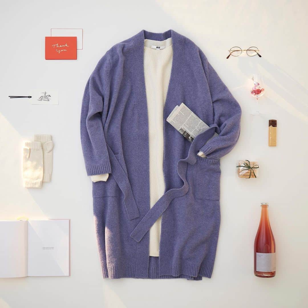 のインスタグラム：「Planning for a joyful holiday season in a soft, souffle yarn knitted coat. #UNIQLO #LifeWear #holidayseason #souffle」