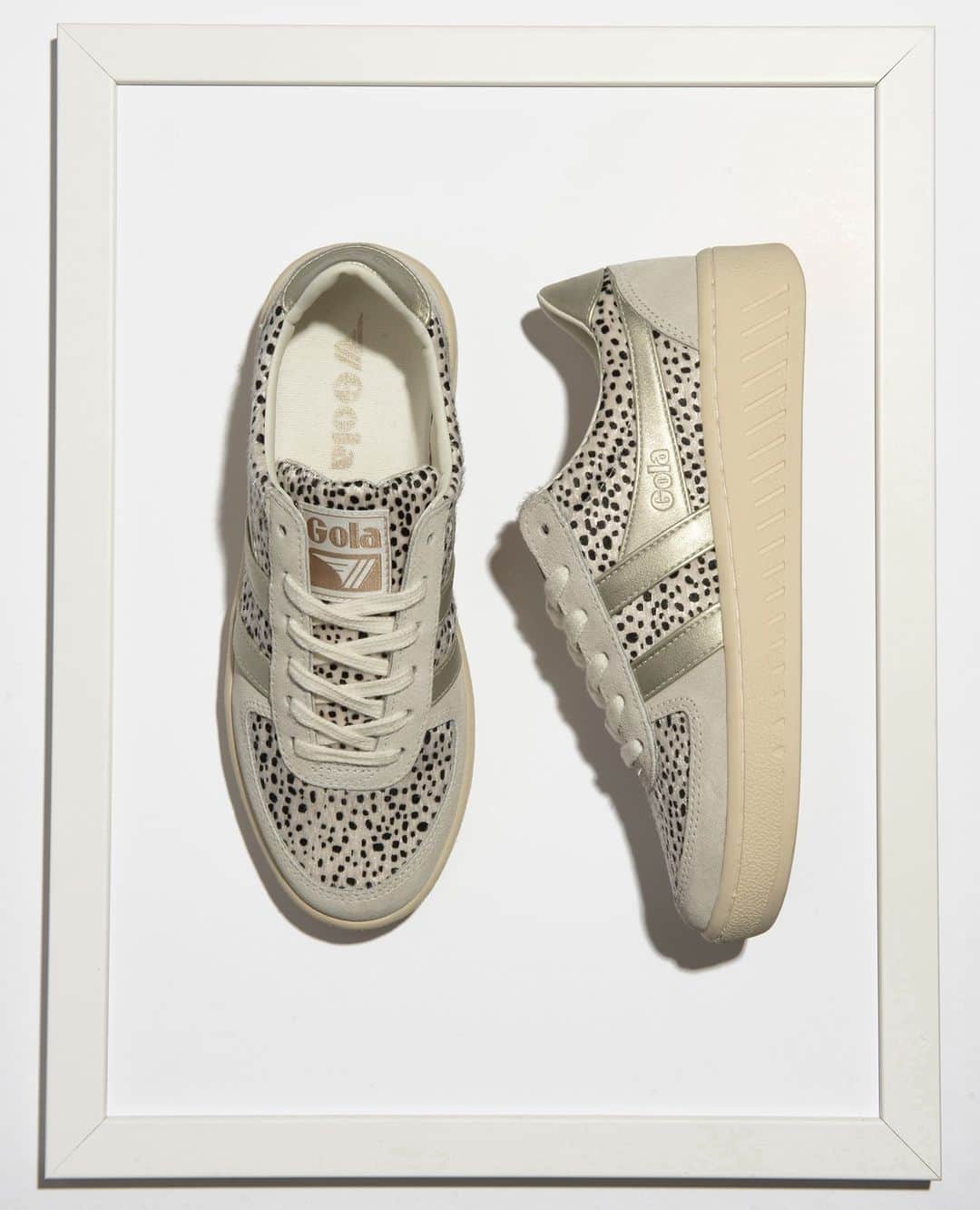 ゴーラのインスタグラム：「We love a bit of faux cheetah, especially combined with a metallic⁠ 🤍🖤 ⁠ Style - Grandslam Savanna」