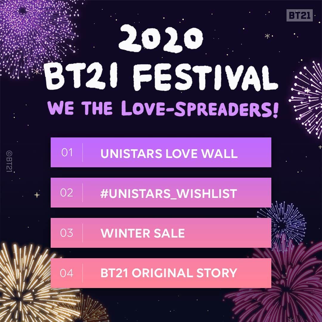 BT21 Stars of tomorrow, UNIVERSTAR!さんのインスタグラム写真 - (BT21 Stars of tomorrow, UNIVERSTAR!Instagram)「HERE TO SPREAD LOVE. ❤️ Aren't we, UNISTARS?!✨  2020 BT21 FESTIVAL COMING SOON 2020. 12. 07  #2020BT21FESTIVAL #BT21 #FESTIVAL #WeTheLoveSpreaders #SPREADLOVE」12月4日 17時59分 - bt21_official