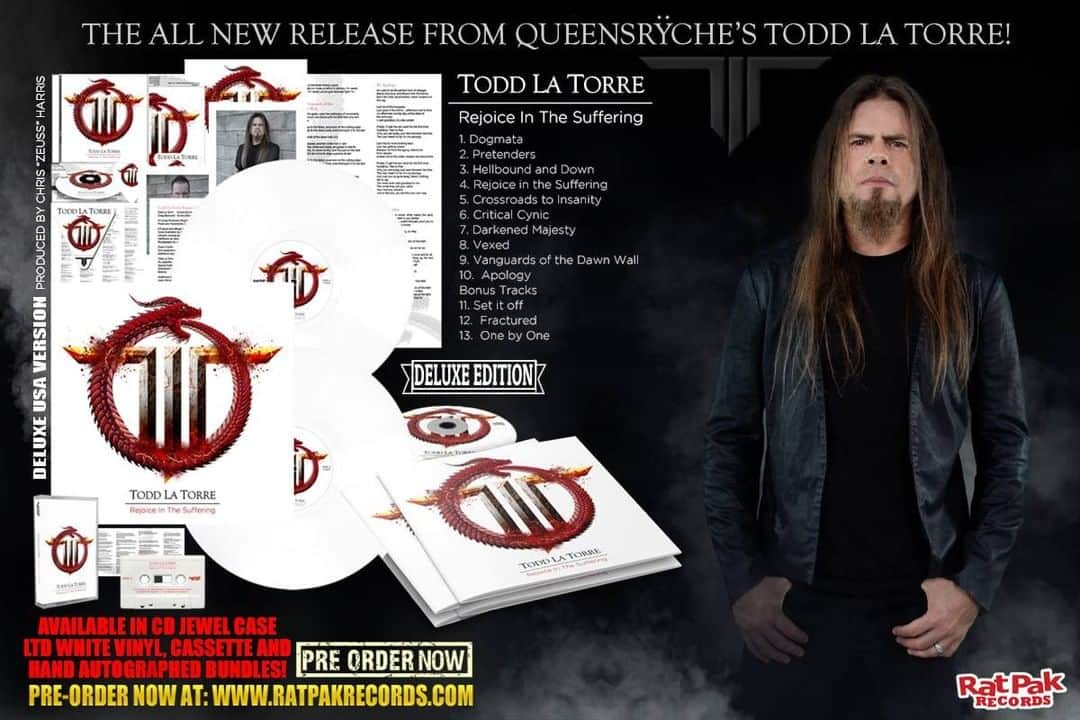 Queensrycheさんのインスタグラム写真 - (QueensrycheInstagram)「You can now pre-order the long-awaited debut release from our very own Todd La Torre entitled, “Rejoice in the Suffering”! Find out all the details and get in on some exclusive LTD print bundles at: https://ratpakrecordsamerica.com/toddlatorre (copy and past link in your browser)  #queensryche #toddlatorre #thevoice #soloalbum #newalbum #ratpakrecords」12月5日 4時43分 - queensrycheofficial