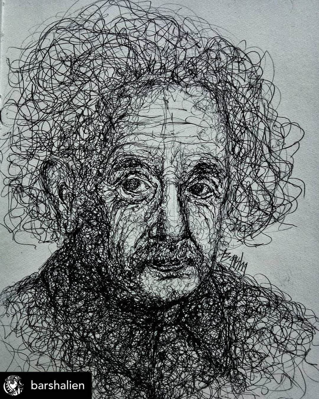 アルベルト・アインシュタインさんのインスタグラム写真 - (アルベルト・アインシュタインInstagram)「Fan art Friday! Posted @withregram • @barshalien @alberteinstein  Scribbled using black ball pen   #sketchbook #sketchbookart #sketching #sketchbookdrawing #dailysketches #sketchdaily #pendrawing #quicksketch #justdraw#sketchpad #sketchoftheday #pencildrawing #figuredrawing #drawsomething #draweveryday #artofdrawing #drawdaily #inkdrawing #mysketchbook #animaldrawing #fundrawing #practicedrawing #peoplesketching #realistart」12月4日 23時23分 - alberteinstein