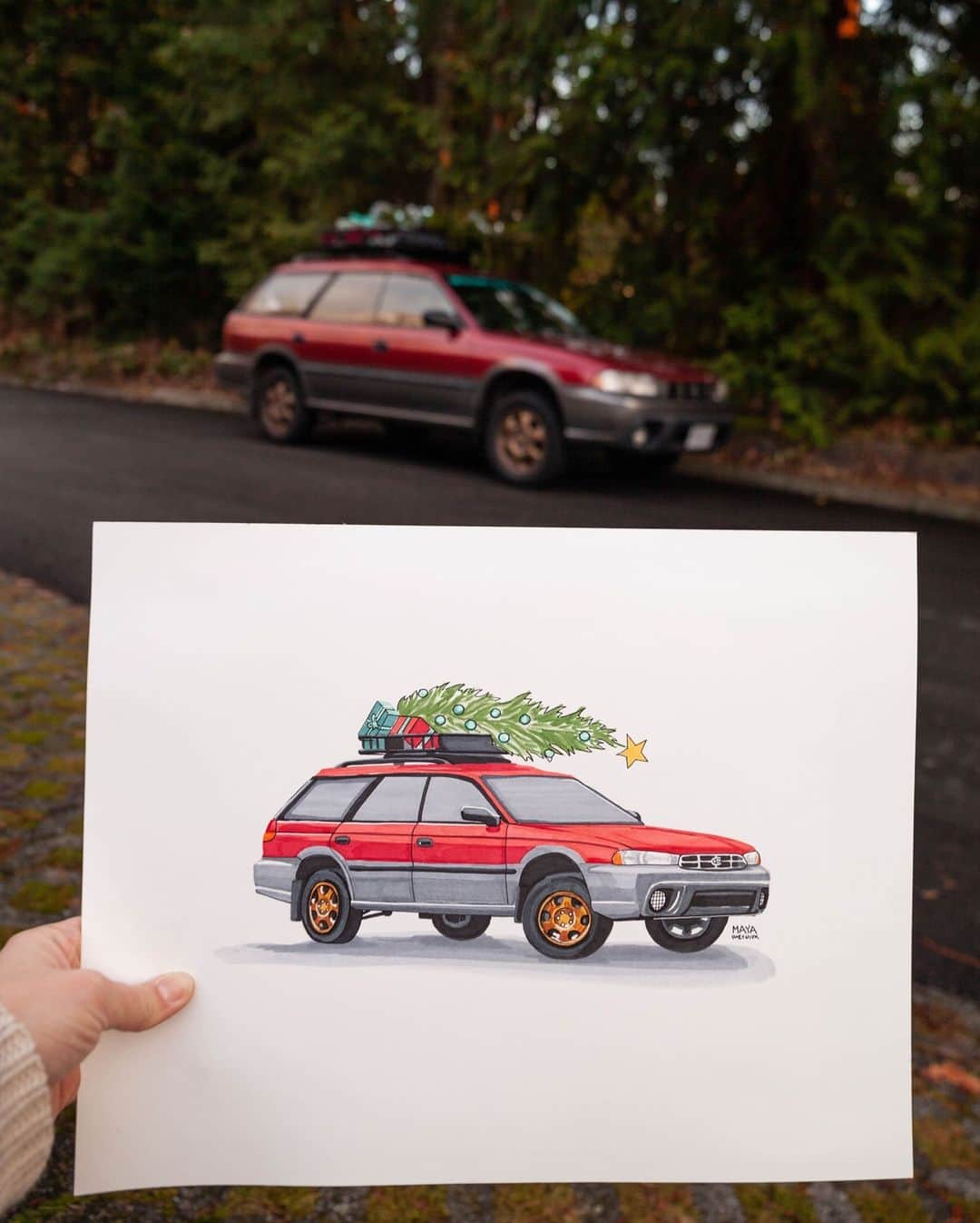 Subaru of Americaさんのインスタグラム写真 - (Subaru of AmericaInstagram)「Who's adventuring to pick up their tree this weekend? #SubaruArt (📸: @foliomotive)」12月4日 23時49分 - subaru_usa