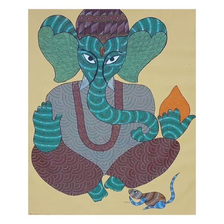 マッタのインスタグラム：「Ganesha and his mouse ⁠✨⁠ Repost from @arushi_arts」