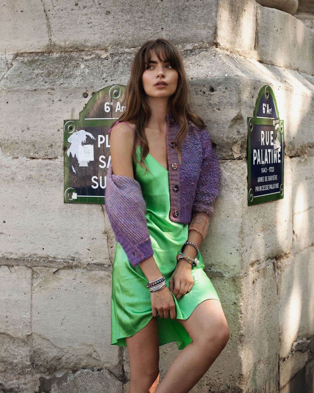 ダニジョーのインスタグラム：「Wish we were here📍 @maralafontan in the Grass tie strap mini + Ombré cropped sweater 🌈」