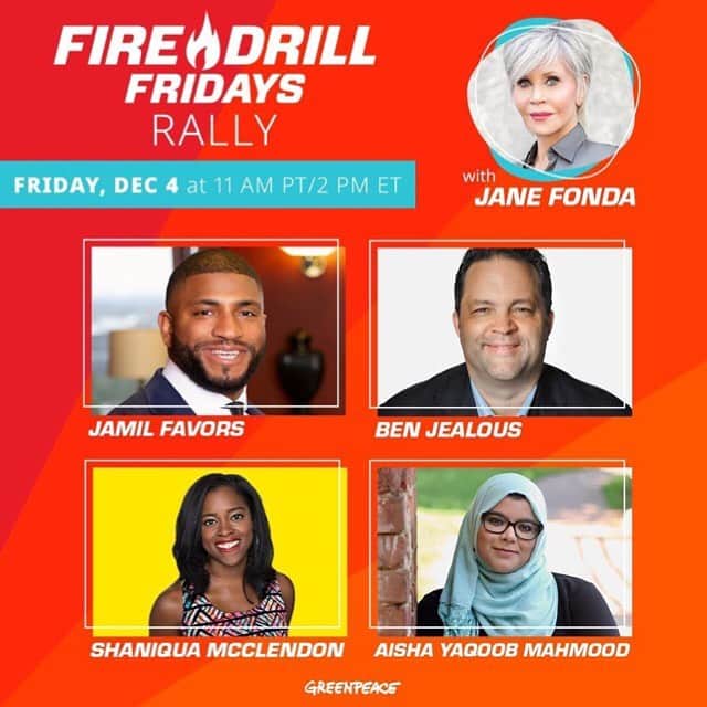 ジェーン・フォンダさんのインスタグラム写真 - (ジェーン・フォンダInstagram)「Repost from @firedrillfriday • TODAY!🔥 Tune into our Fire Drill Friday rally with @JaneFonda, @GreenpeaceUSA, and guests @JamilFavors, @BenJealous, @yaqooberz, and @shaniquam to discuss the critical Senate run-off races in Georgia. ⠀⠀⠀⠀⠀⠀⠀⠀⠀ RSVP at the link in our bio!」12月5日 3時29分 - janefonda