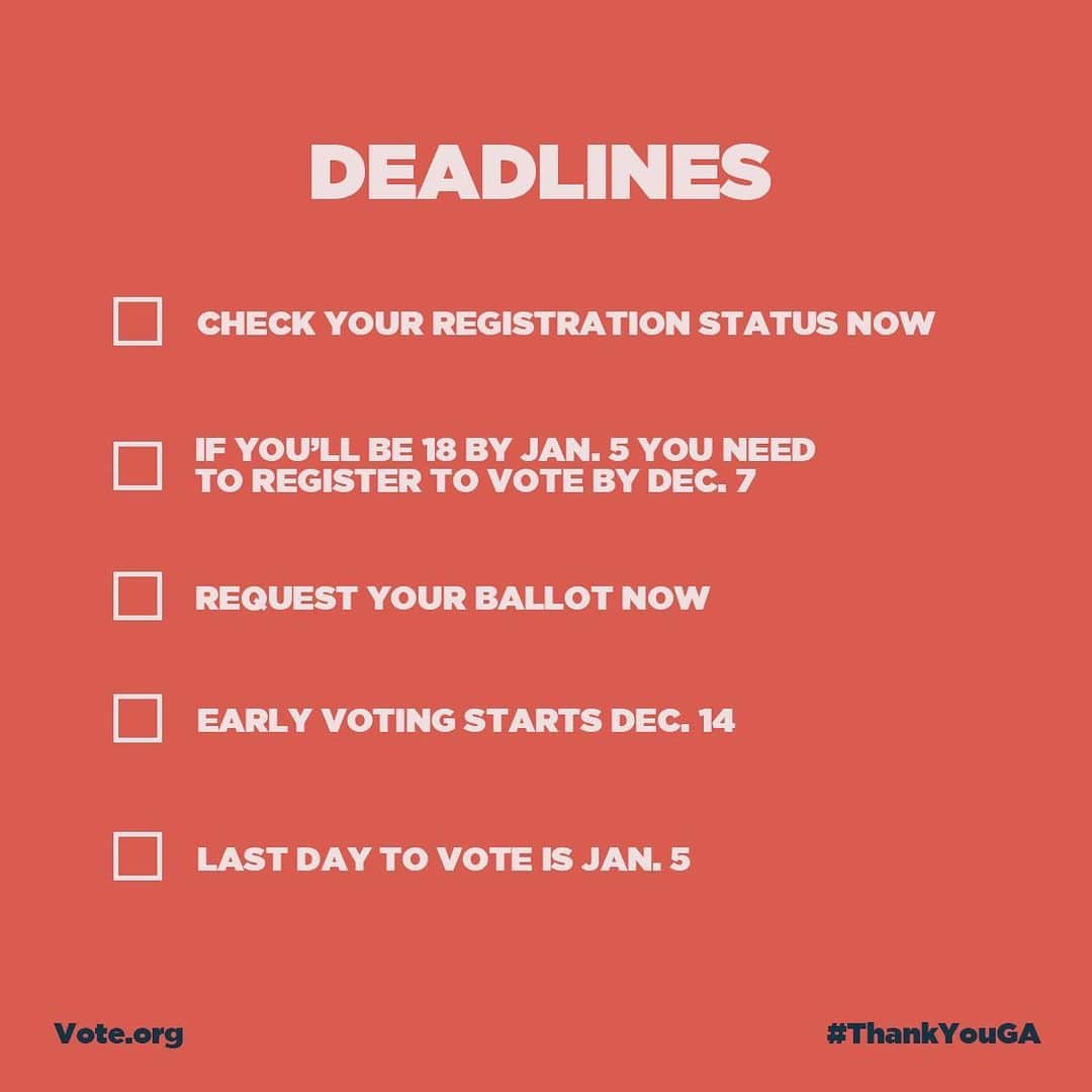 デミ・ロヴァートさんのインスタグラム写真 - (デミ・ロヴァートInstagram)「Georgia!!! 🍑🗳 Your deadline to register to vote is December 7, so today is THE day to check your voter registration status!! If you turn 18 before January 5, you CAN register to vote. Early voting begins December 14 and if you plan to vote by mail you need to request your ballot ASAP. Visit vote.org for more info 💗」12月5日 3時45分 - ddlovato