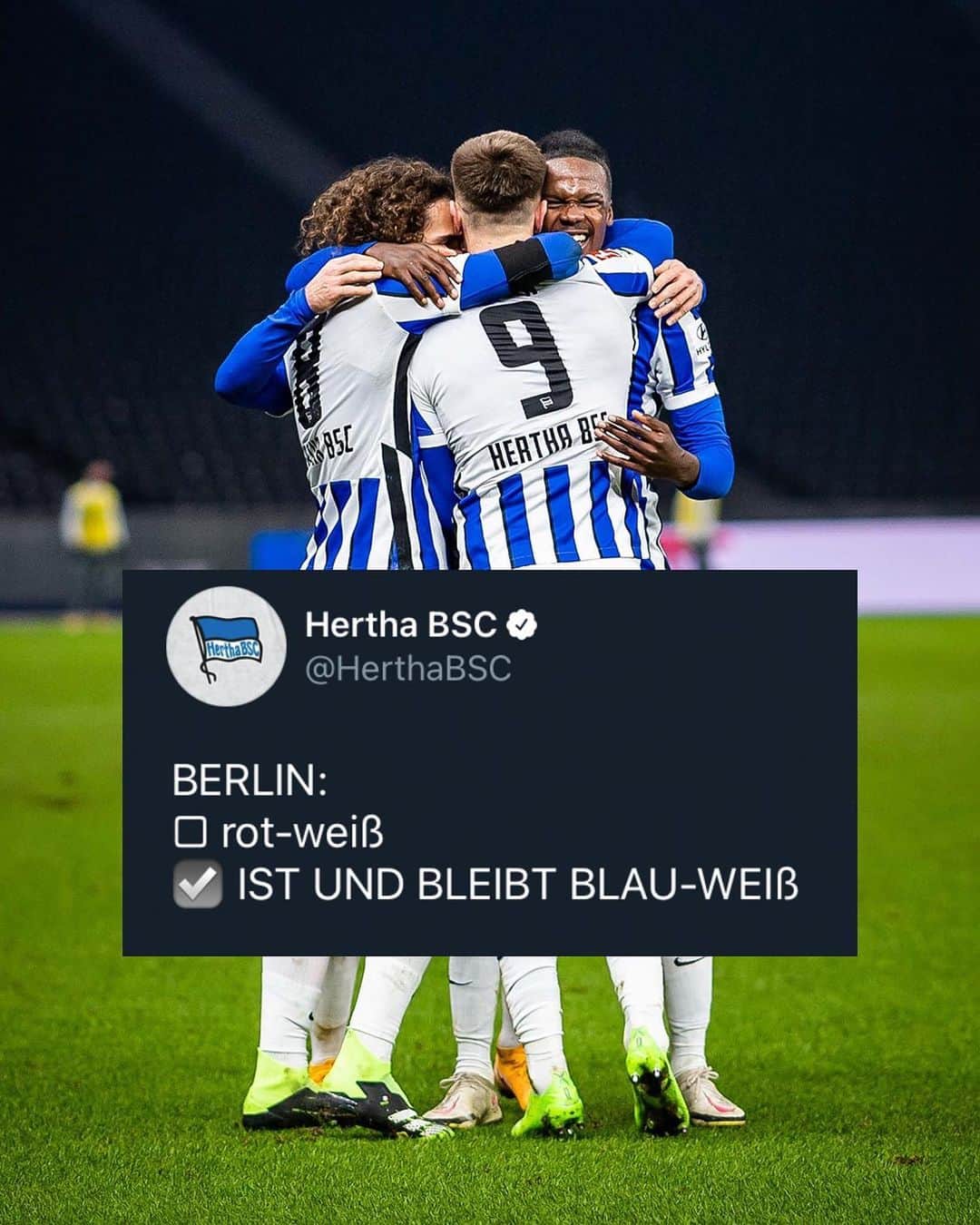 ヘルタ・ベルリンのインスタグラム：「Geil, geil, geeeeil!!! DERBYSIEGER! 🔵⚪️ . . #BSCFCU #HaHoHe #herthabsc」