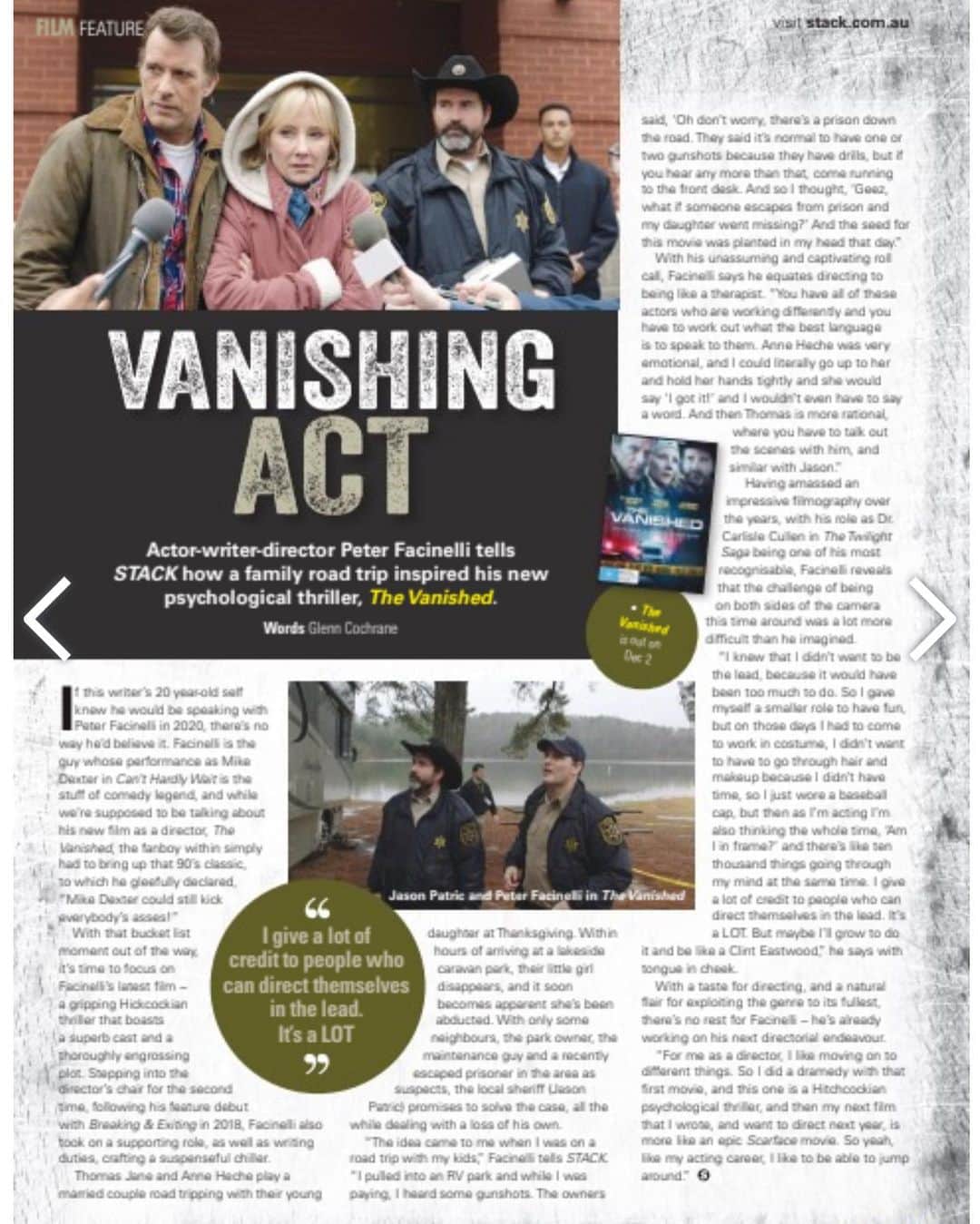 ピーター・ファシネリのインスタグラム：「Stack Magazine -The Vanished  If you haven’t seen The Vanished yet, check it out! 😊❤️」
