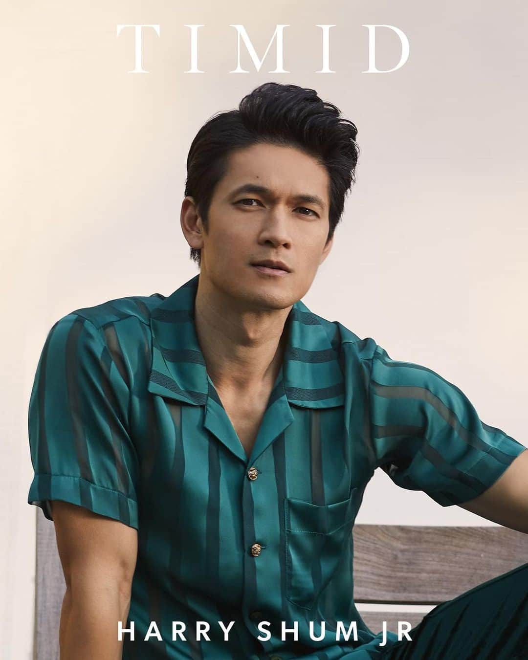 ハリー・シャム・ジュニアのインスタグラム：「TIMID Magazine X Cover  "-But to always talk to your younger self. Not in the sense of telling your younger self what he did wrong, but rather your younger self telling you to always look at everything with constant curiosity and not with a constant fear of being wrong."    Words: Lan Thi Vu @ltvu11 Photographer: Henry Wu @hello.henry Stylists: Brandon Nicholas @brvndo & Art Hunter @art.hunterr Groomer: Andrea Pezzillo for Exclusive Artists using Skinbetter Science and R+Co @andreapezzillo Videographer: Hoang Nguyen @go.hobo Assistant: Anna Lee @annaisaverage Music: Prod. Riddiman @matmcguiree  @timidmag」