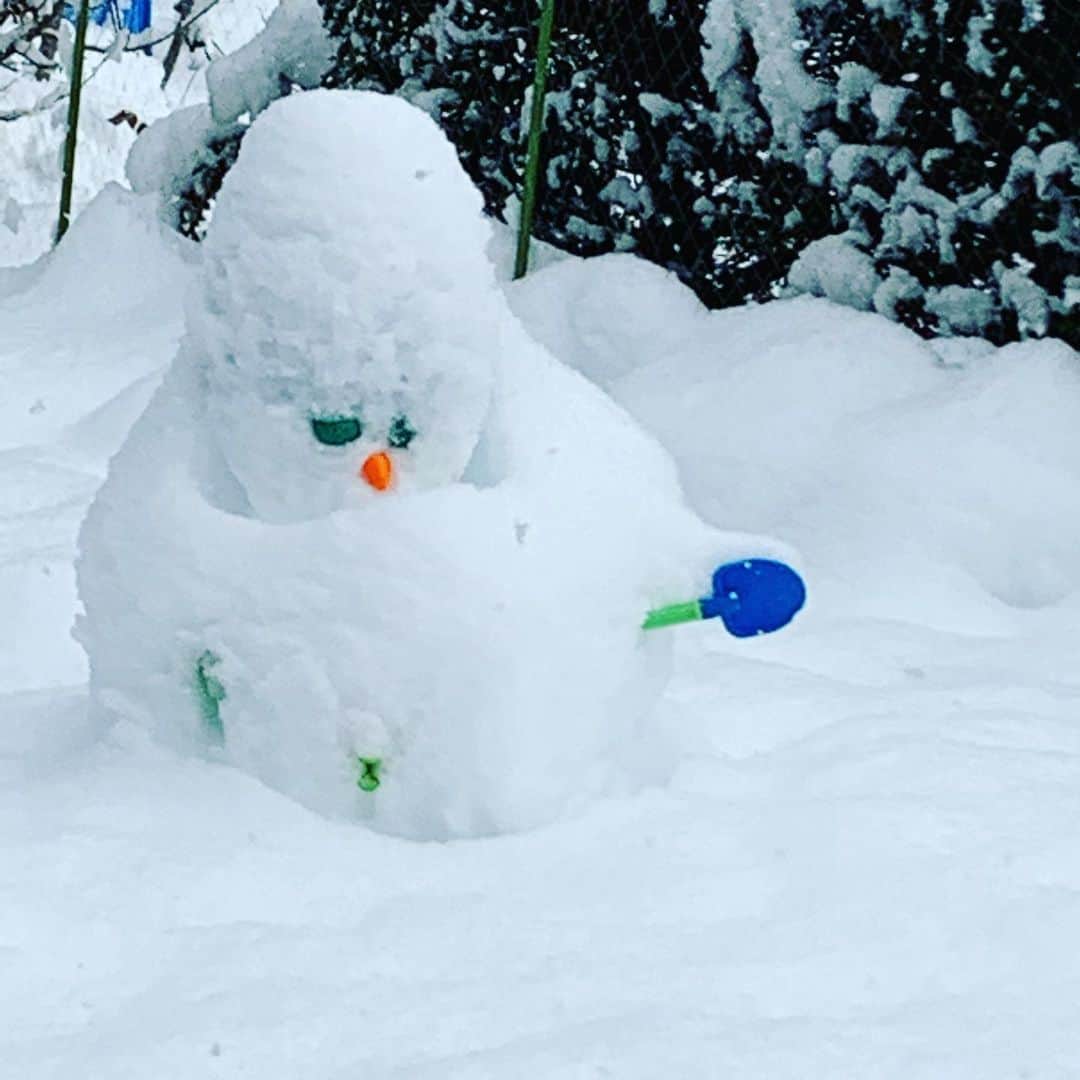 都竹悦子さんのインスタグラム写真 - (都竹悦子Instagram)「昨日　子供達が叔母と作った雪だるまとかまくらが。  またさらに雪。  #2020年12月21日」12月20日 9時05分 - etsukotsuzuku