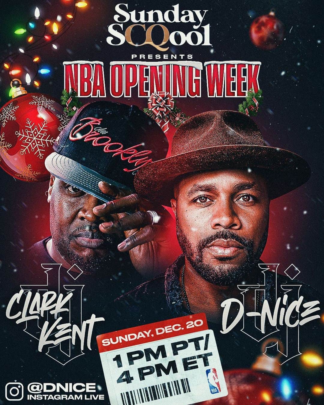 DJ Clark Kentさんのインスタグラム写真 - (DJ Clark KentInstagram)「TOMORROW • #SundayScqool • @nba Opening Week Celebration • D-Nice & DJ Clark Kent • 4pm ET / 1pm PT • @dnice IG Live」12月20日 2時47分 - djclarkkent