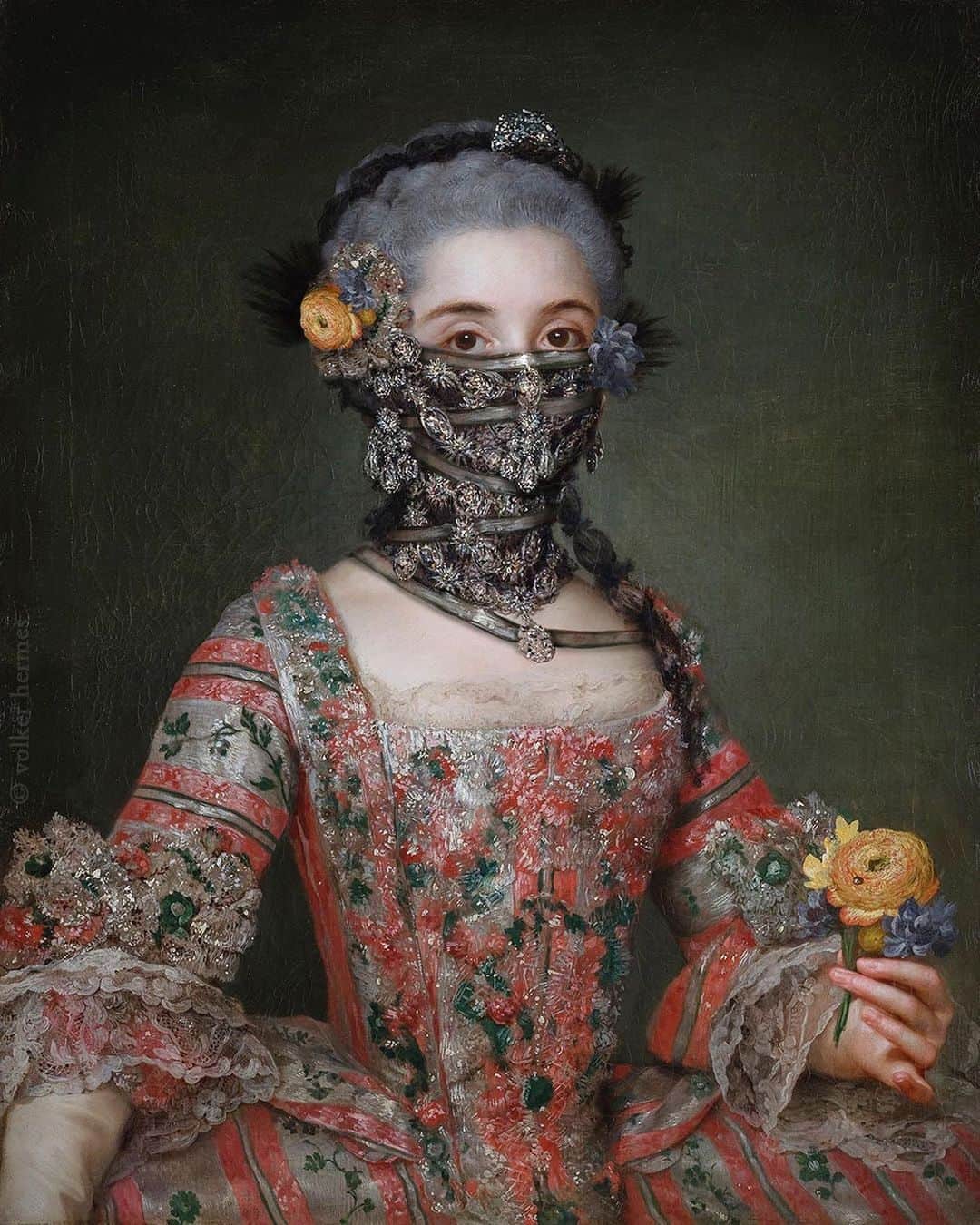 Vogueさんのインスタグラム写真 - (VogueInstagram)「@Volker.hermes’s visual manipulations of famous Old Masters paintings, which he humorously morphs into masked portraits, have become Instagram sensations. His series of photo-collaged images, “Hidden Portraits,” is the subject of an exhibition at the Castello Visconteo in Pavia, a charming small town in Northern Italy. Tap the link in our bio to learn more.」12月20日 3時01分 - voguemagazine