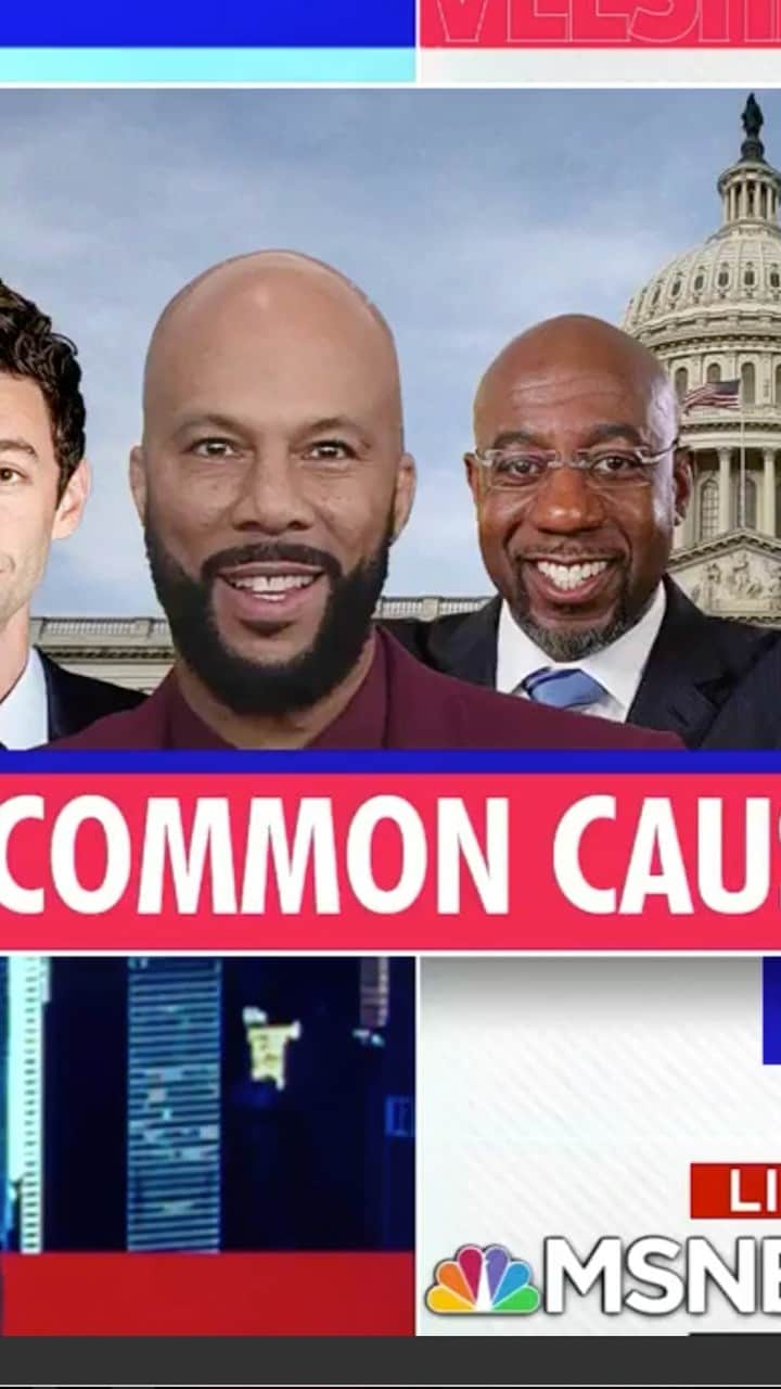 コモンのインスタグラム：「Thanks for having me @alivelshi and @msnbc to discuss the importance of the Georgia Senate run off.  From what I'm seeing, the people of Georgia are energized and ready for change!」