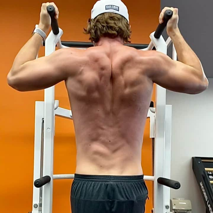 パトリック・シュワルツェネッガーのインスタグラム：「Rams Horns hold 🐏   Good for stability & blood flow to the upper back.  #separationseason」