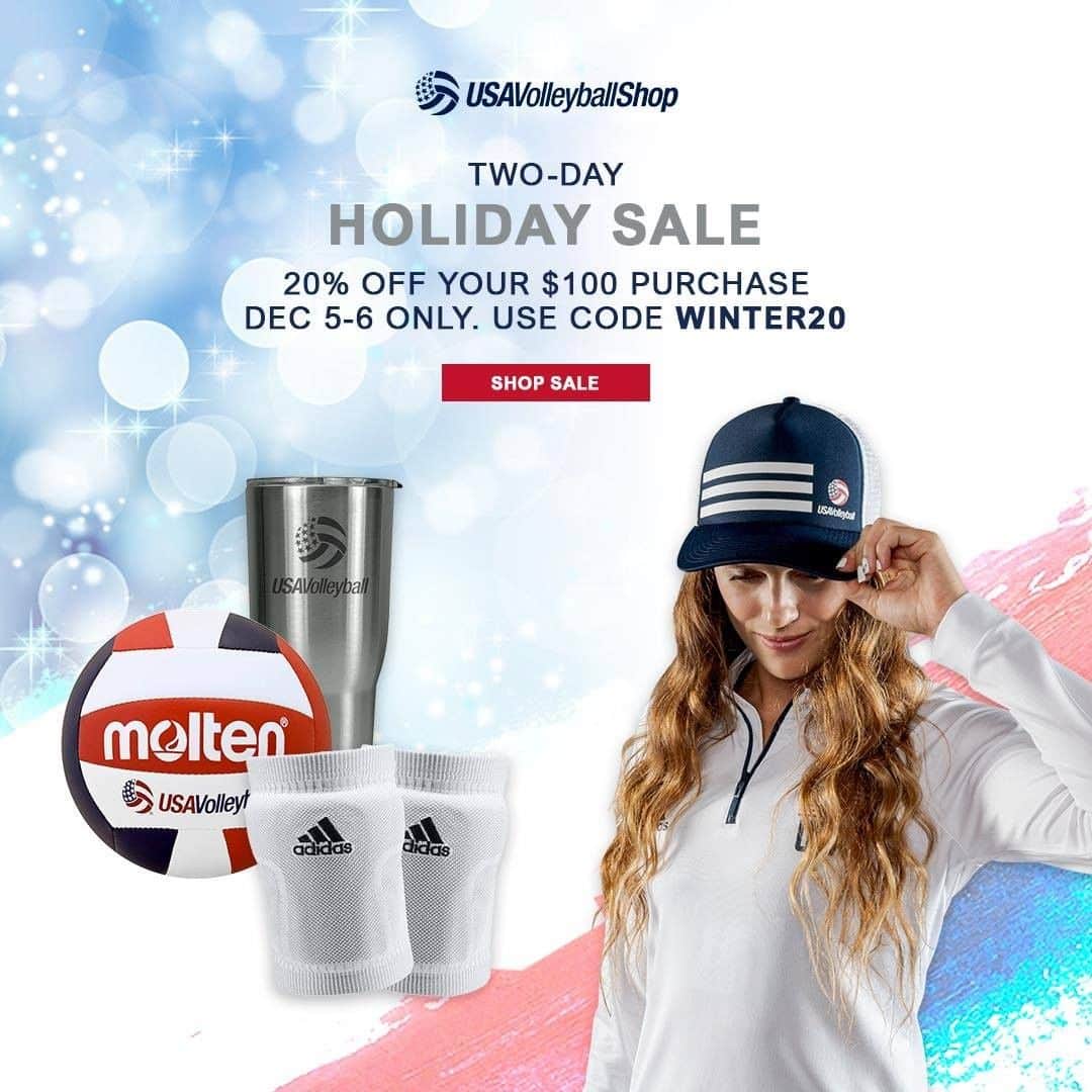 USA Volleyballさんのインスタグラム写真 - (USA VolleyballInstagram)「Pick up some great gifts or treat yourself with the USA Volleyball Shop holiday sale! ❄️ Take 20% off your $100 purchase with promo code: 𝗪𝗜𝗡𝗧𝗘𝗥𝟮𝟬  This promo is for Dec. 5-6 only so grab your gear fast, tap the graphic to shop!」12月6日 0時00分 - usavolleyball