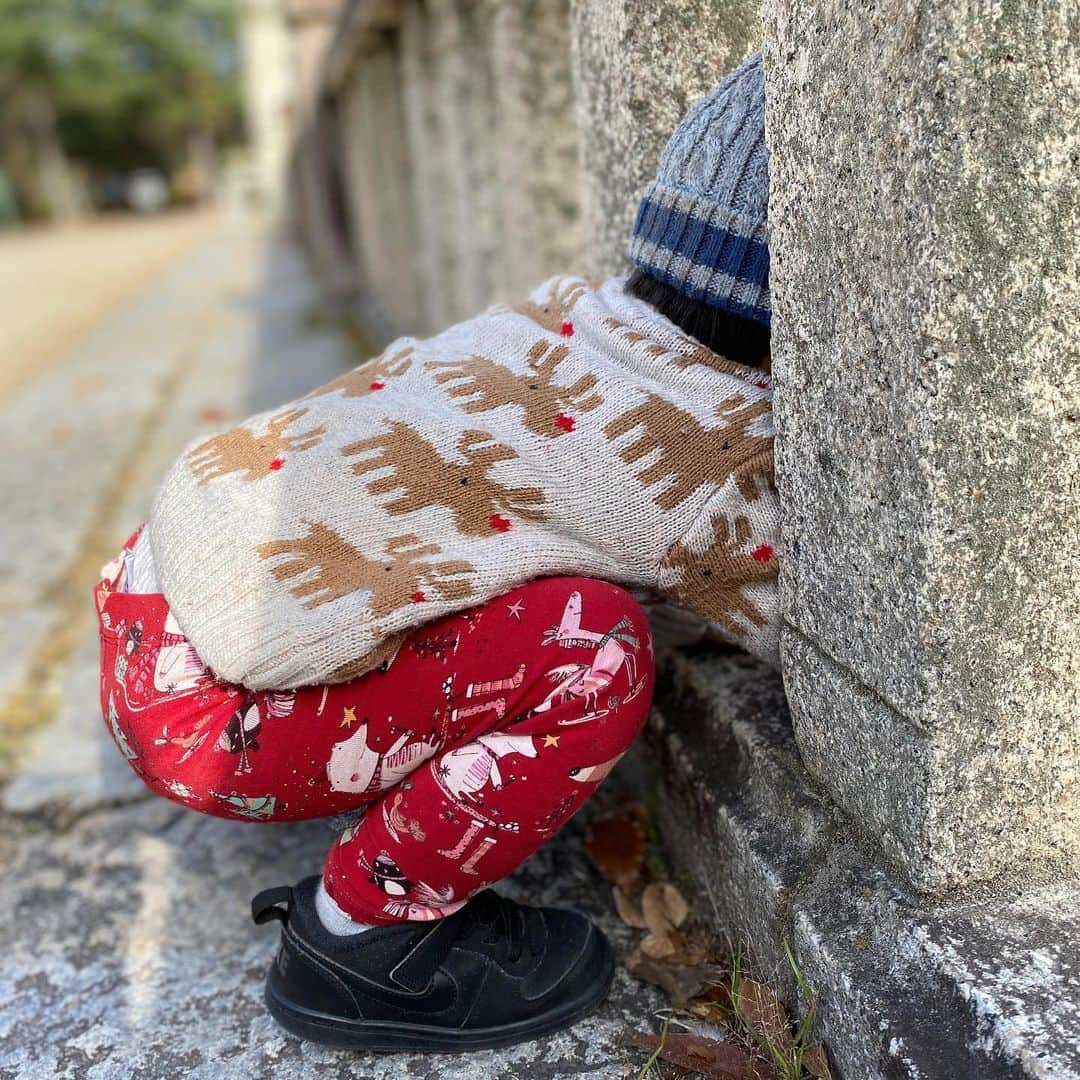 イレーネのインスタグラム：「あと数日で2歳になる子 顔は全然わたしに似てないのですが イルミネーションを観ると「わぁー！わぁー！」と物凄いテンションで喜んでるところが、わたしにそっくりです。この調子でシャンシャンスピリット受け継いでください . わんぱくでなかなか手を焼いておりますが 元気に育ってくれています . どんな場所でも、市販のおもちゃがなくても、楽しく遊ぶ術をちゃんと知っているって凄いよな、と追いかけながらいつも思います . ただ土曜日はわたしすっごい疲れてるので、駄々こねないですっごい良い子になってください。無理よね言ってみただけー」