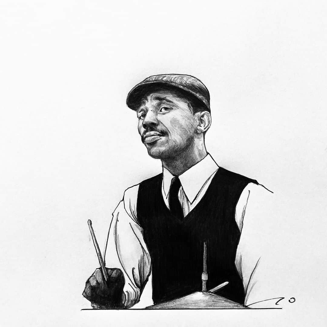 逢坂庵さんのインスタグラム写真 - (逢坂庵Instagram)「sketch1206 ・ ・ #jazz #jazzart #phillyjoejones #jazzdrums #drums #drummer #illustration #illustagram #portraitsketch #pencilart #artwork #monochrome #ジャズ #フィリージョージョーンズ #ジャズドラム #ドラム #イラスト #イラストグラム #鉛筆画 #人物画 #モノクロイラスト #素描 #ジャズ好きな人と繋がりたい」12月5日 19時16分 - ohzaka_an