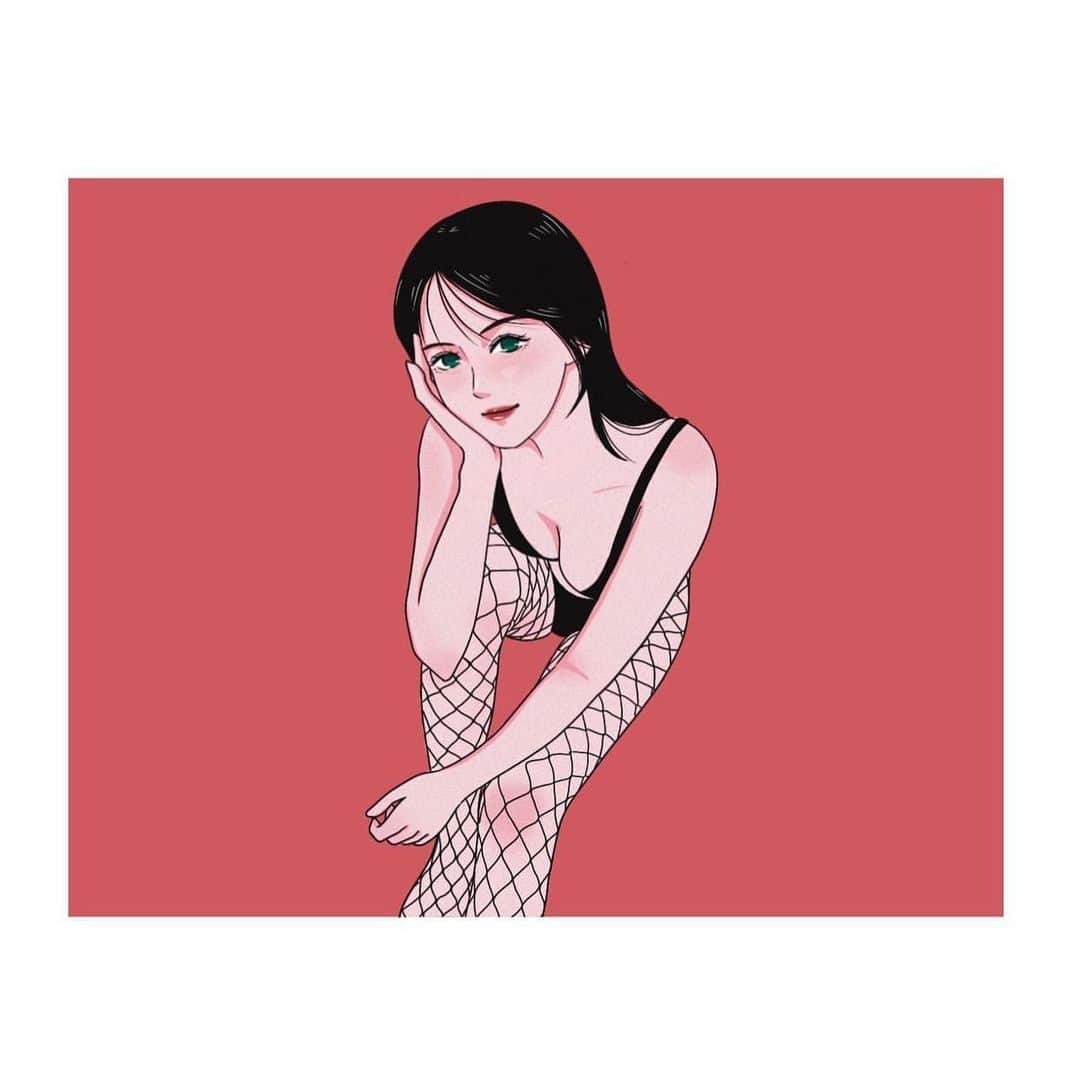 のインスタグラム：「🍒 @yurinsta01 🍒 すっごく美化して描いてもらった嬉し🥺💕他にも沢山素敵なアートを描かれてるので見てね😆」
